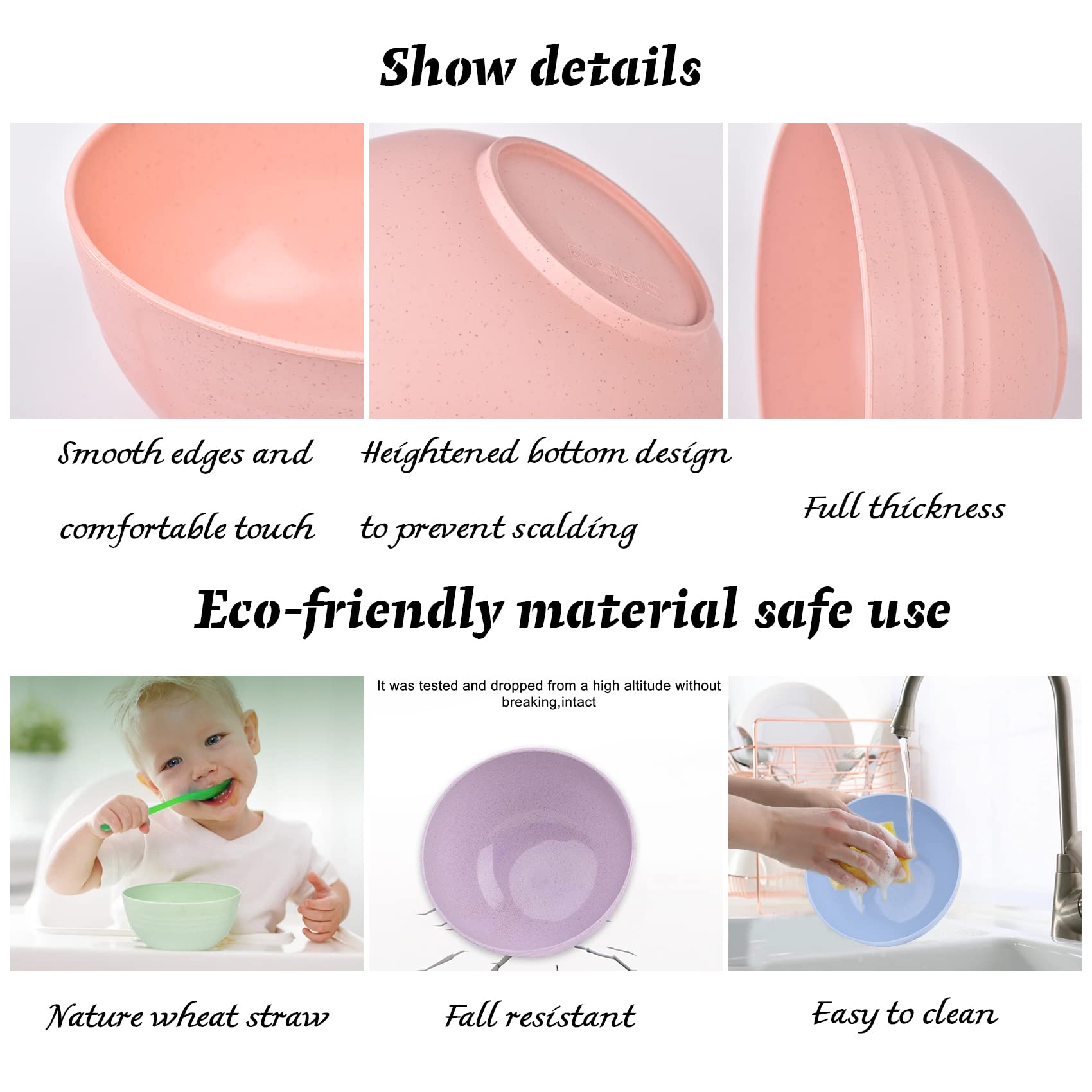 5-Piece Small Bowls Set - 14oz Reusable Kitchen Bowls for Desserts, Soup, Oatmeal, Pasta & Salad - Microwave & Dishwasher Safe - 5 Color Options - Perfect for Home Dining, Party Serving & Meal Prep