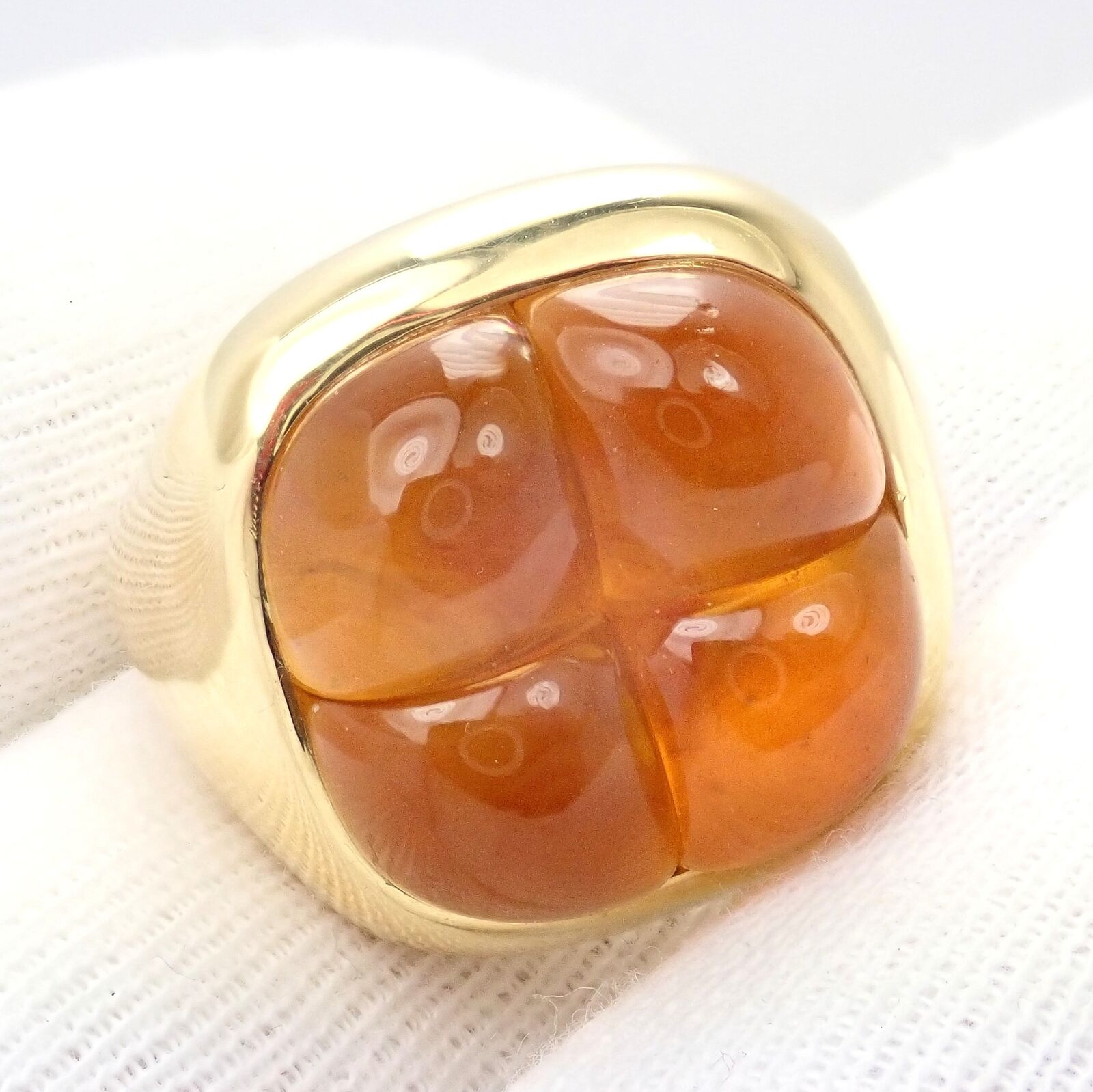 Authentic Pomellato 18K Yellow Gold Citrine Ring Size 6.5 - Large Statement Jewelry for Women, Luxury Gift for Anniversary & Special Occasions