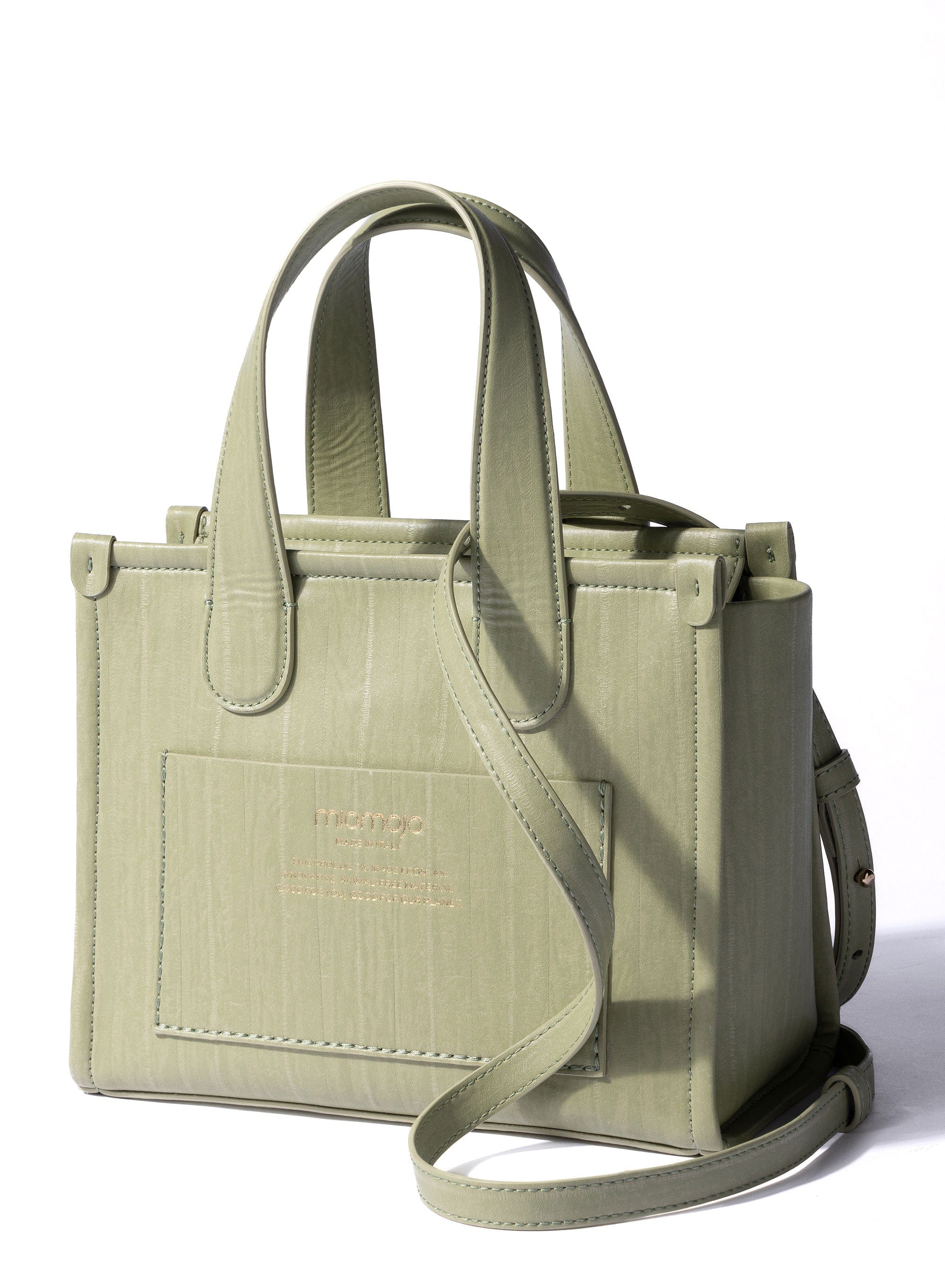 Alma M Vegan Leather Tote Bag - Eco-Friendly Bamboo Leather Handbag for Women, Light Green | Perfect for Work, Travel & Everyday Use