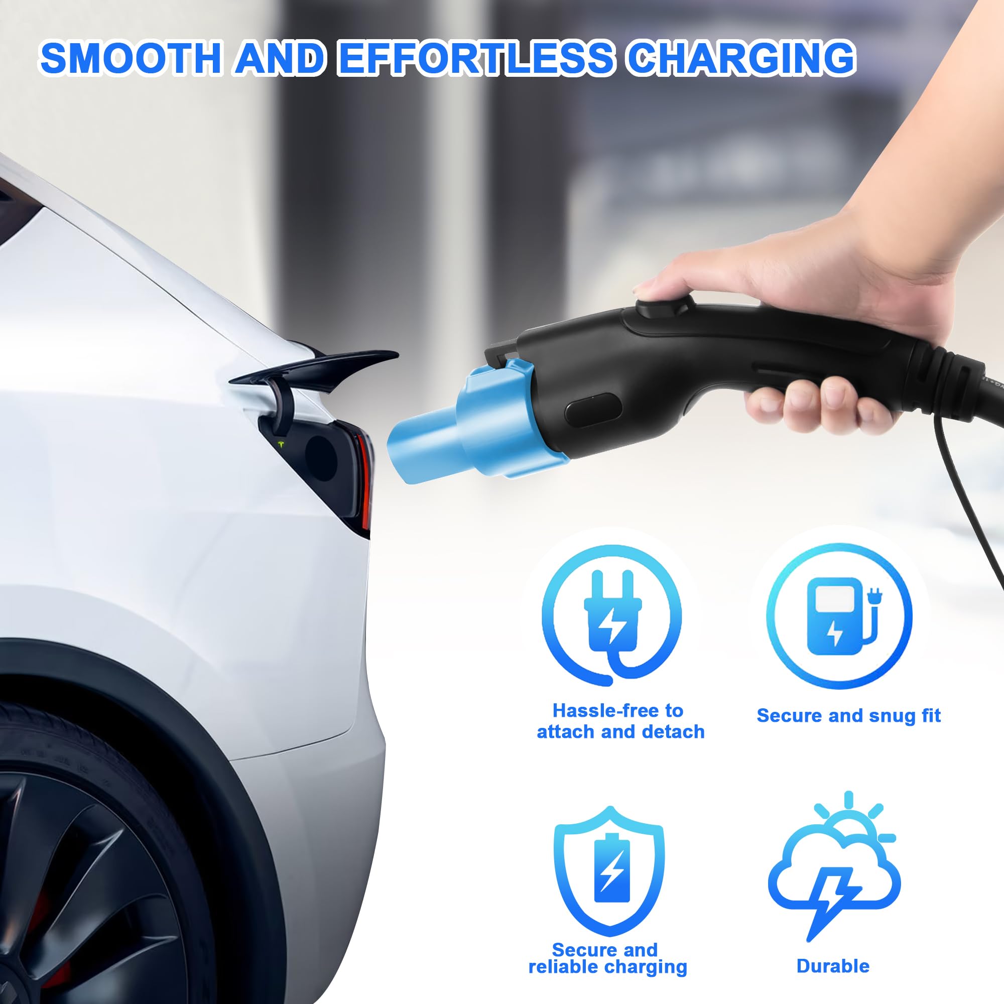 80 Amp J1772 to Tesla Adapter - 240V Charging Converter for Tesla Model 3/Y/S/X - Portable EV Charger Adapter for Outdoor & Home Charging - Perfect for Tesla Owners at Public Stations & Road Trips