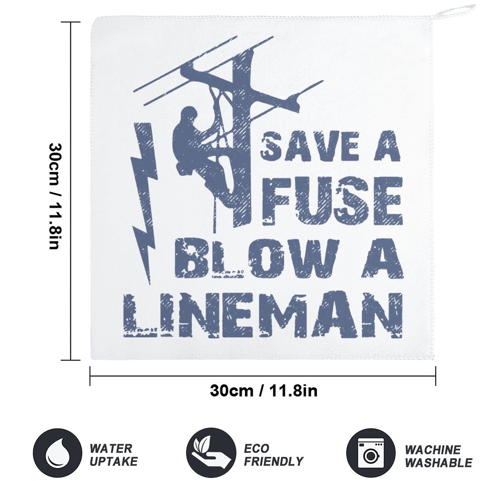 Lineman Save A Fuse - Blow A Lineman Kitchen Towel | Absorbent Hand & Dish Drying Towels with Hanging Loop | Bathroom Washcloth & Decorative Home Kitchen Accessory | Perfect for Camping, RV & Farmhouse Decor