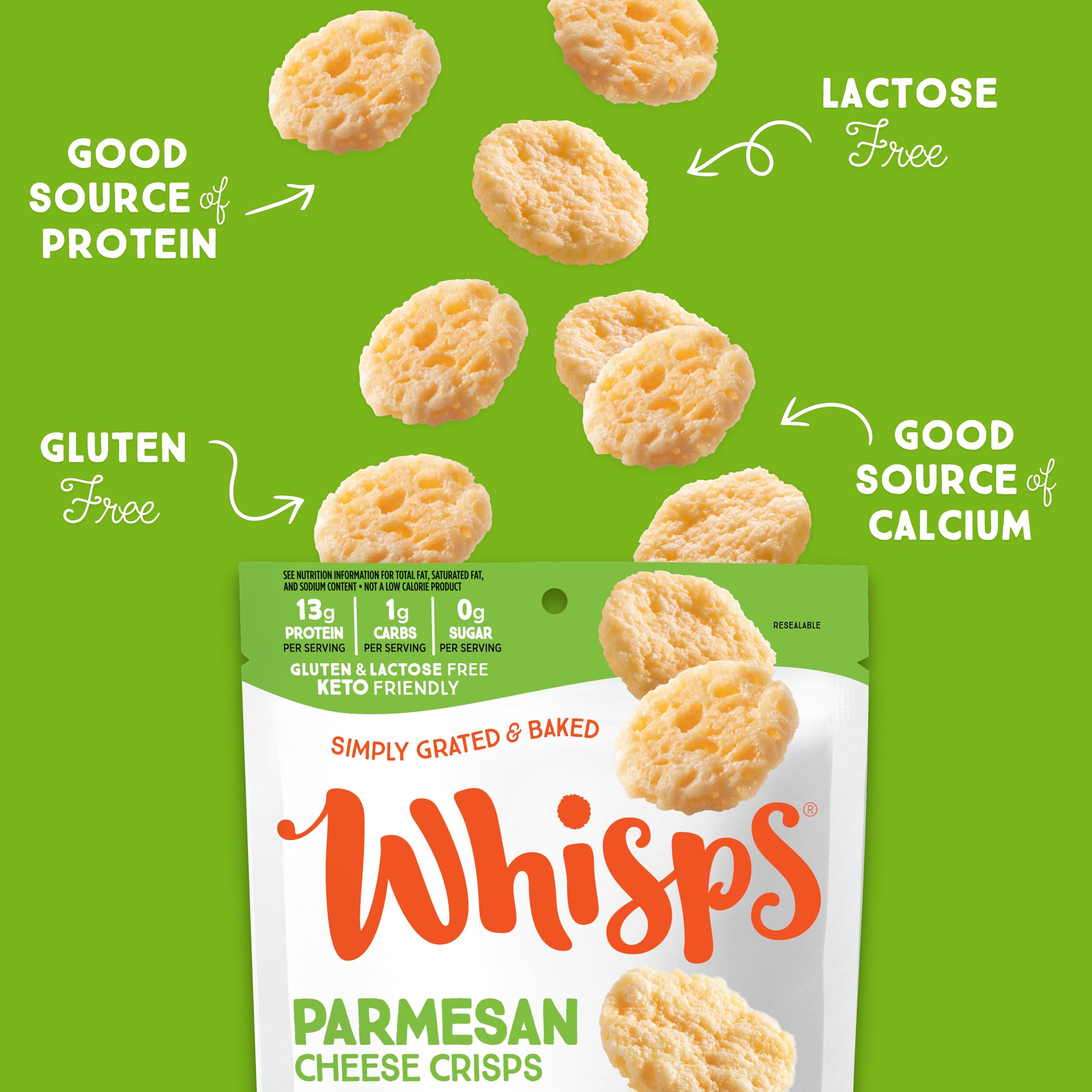 Whisps Parmesan Cheese Crisps | High Protein Keto Snacks | Gluten Free, Low Carb, Healthy Protein Chips | Perfect for On-the-Go, Office, and Keto Diet (10.8 Oz, 2 Pack)