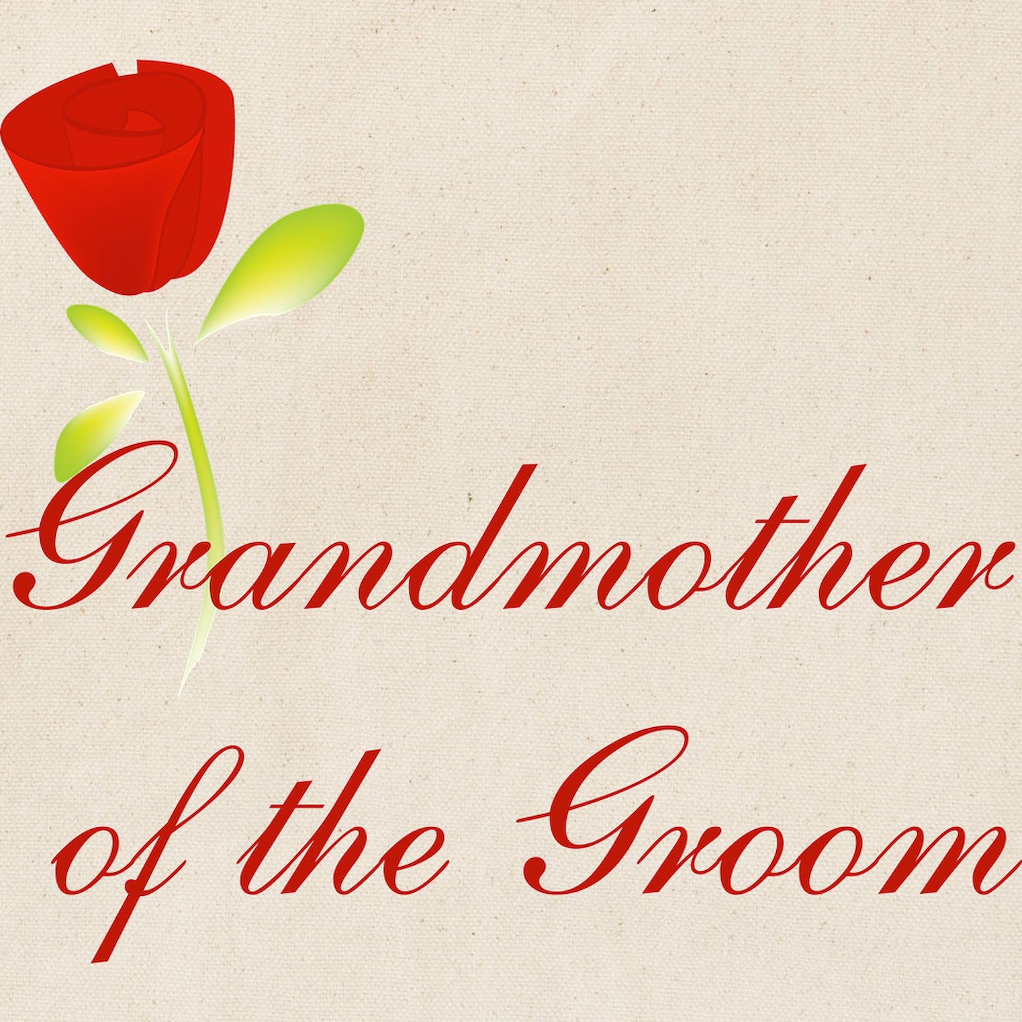 Red Groom's Grandmother Tote Bag - Natural Canvas Reusable Shopping Bag for Weddings, Bridal Showers & Special Occasions | Eco-Friendly Grocery & Beach Tote