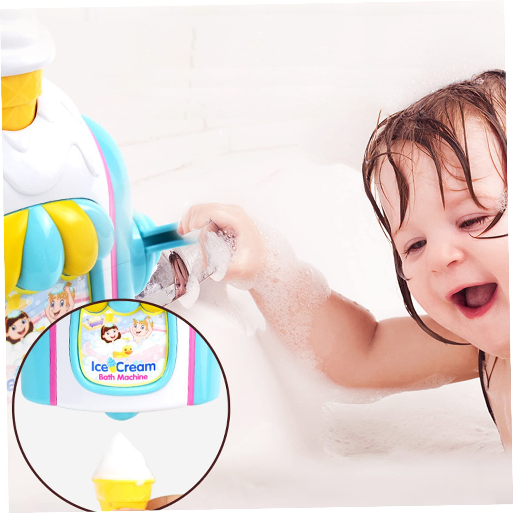 Bubble Ice Cream Bath Toy Set with 4 Cones - Fun Bath Bubble Machine for Kids - Cake-Themed Bathtime Play - Perfect for Sensory Play & Toddler Bath Time Fun