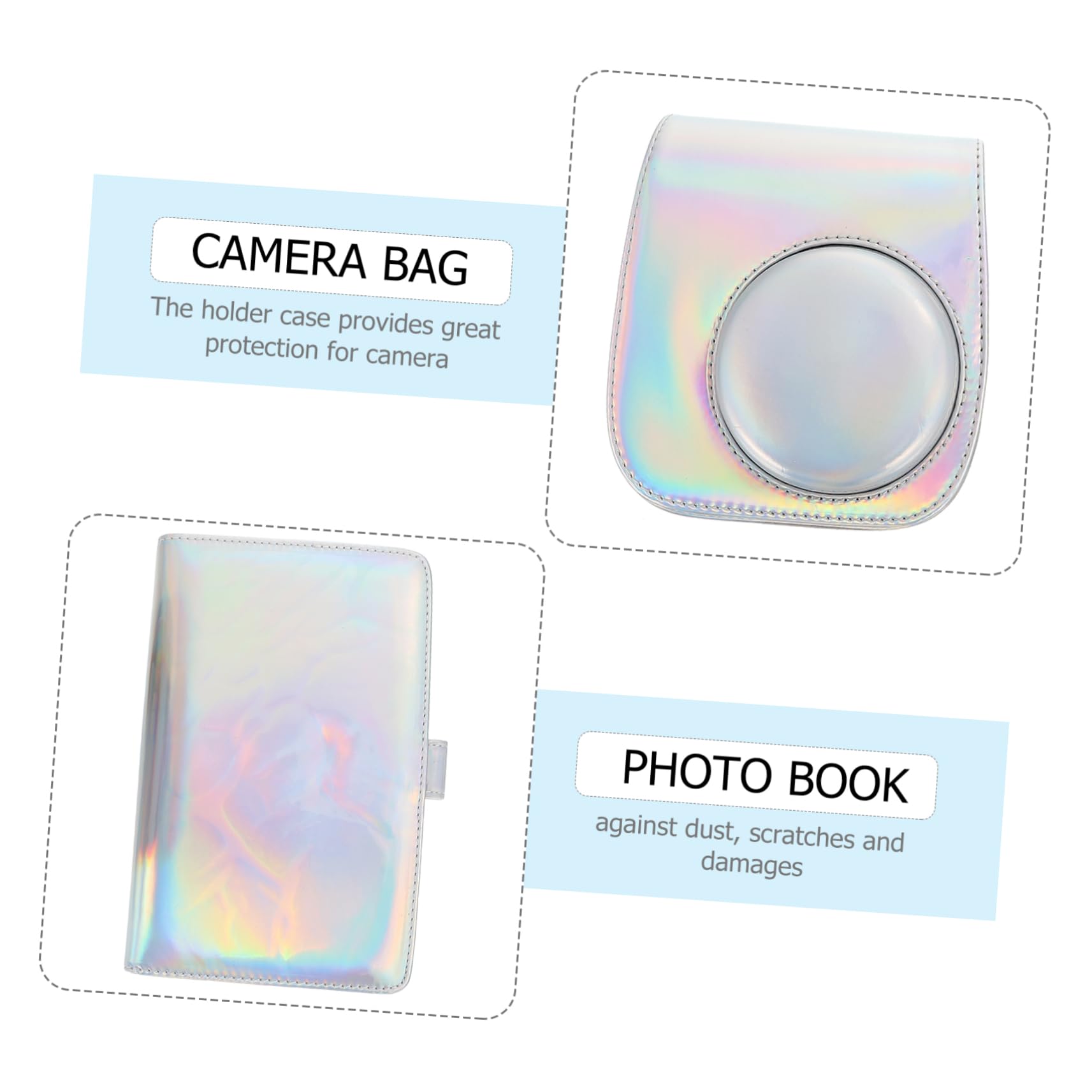 HOMSFOU Instant Camera Case Bag - Waterproof PU Leather Camera Carrying Case with Shoulder Strap for Fujifilm Instax Mini 11/9/8, Polaroid, Travel & Photo Storage