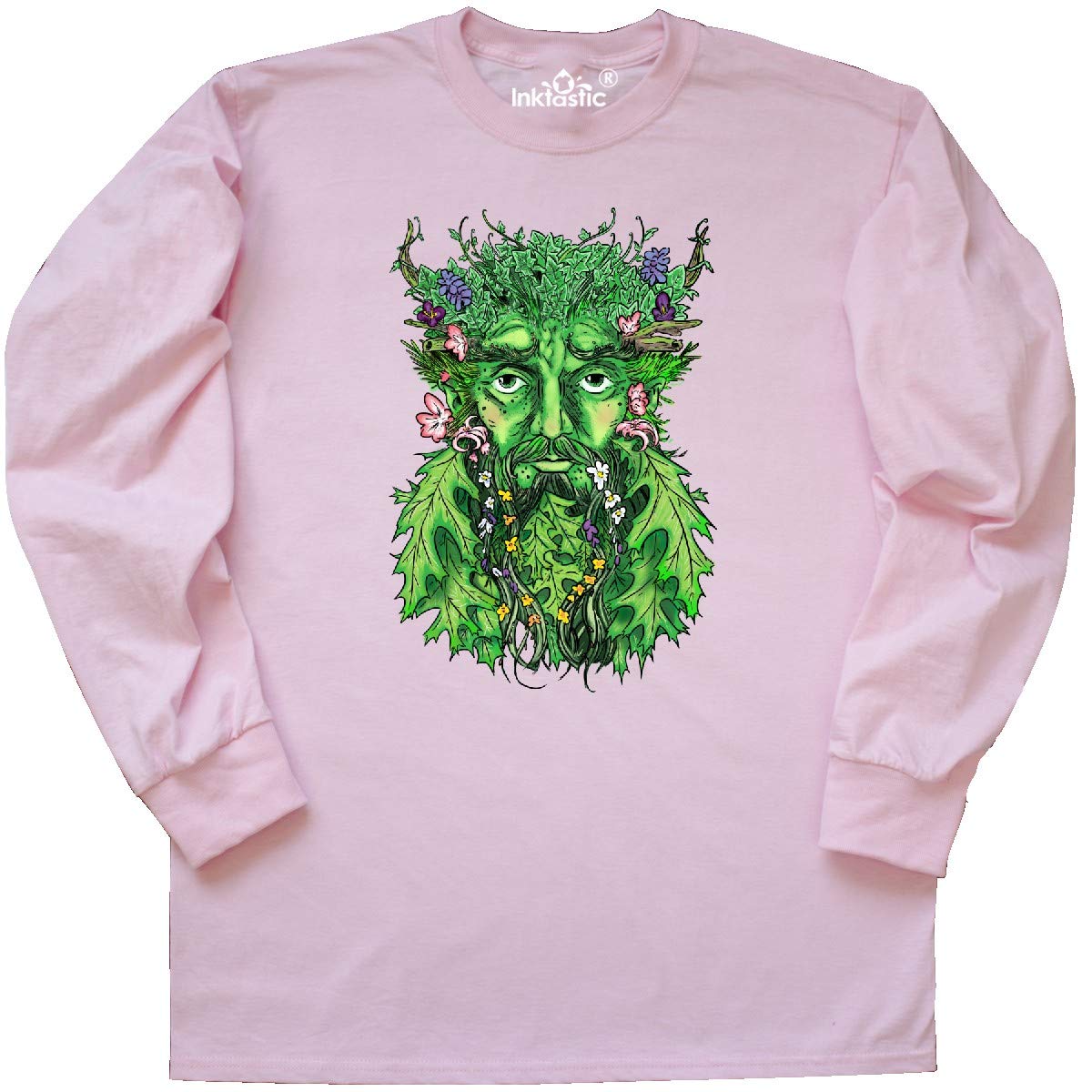 Inktastic 1st Day of Spring Greenman Spring Equinox Long Sleeve T-Shirt for Men & Women - Nature Inspired Graphic Tee for Spring Festival, Earth Day & Outdoor Activities