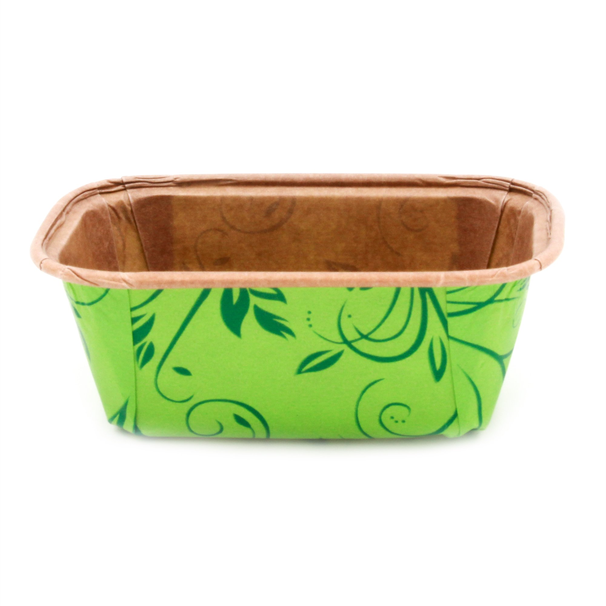 Premium Mini Paper Baking Loaf Pans - 600 Pack Eco-Friendly Disposable Molds for Chocolate Cake, Banana Bread & Muffins | Perfect for Home Baking, Parties & Gift Packaging (Dark Green Print)