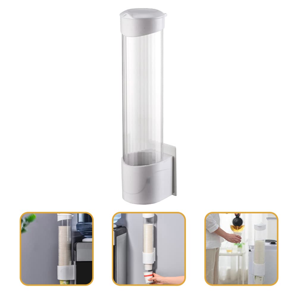 Plastic Paper Cup Holder & Dispenser for Water Cooler - Stackable Cup Organizer Rack with Hanging Storage Container for Office, Kitchen, or Break Room Use