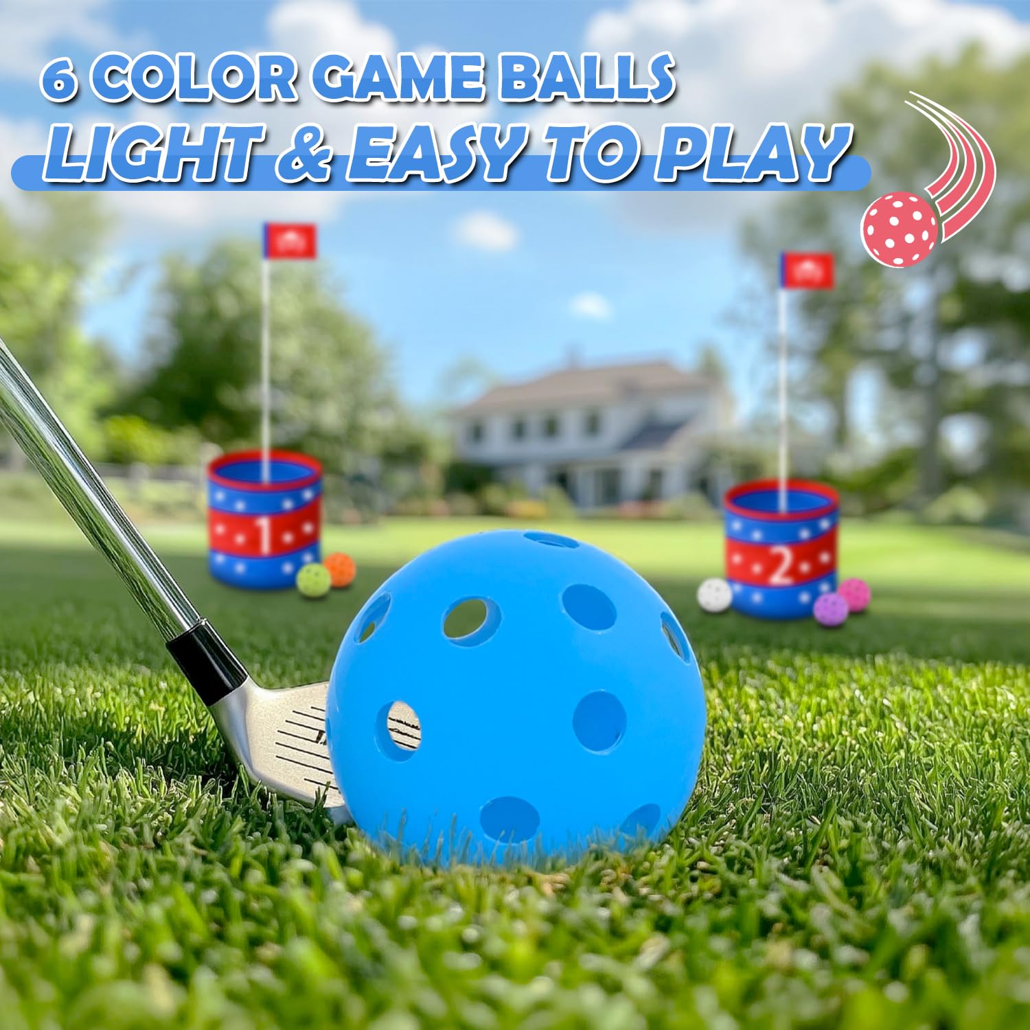 Premium 9-Hole Golf Set for Adults - Portable Backyard & Beach Golf Game with Balls & Flags | Perfect for Outdoor Parties, Picnics, and Family Fun
