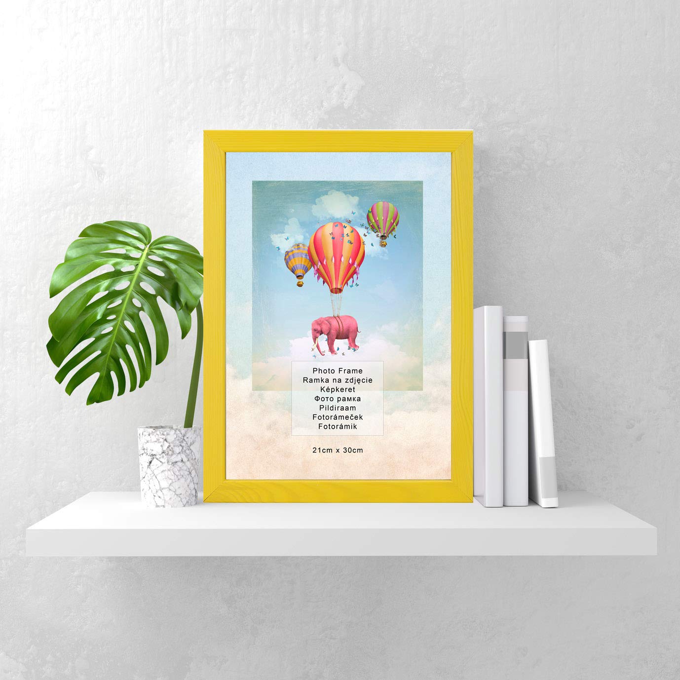 21x30 cm A4 Wooden Photo Frame with Acrylic Glass - 8.27x11.8 Inches Yellow Wall/Table Display for Photos, Posters & Puzzles | Perfect for Home Decor, Office & Gift Giving