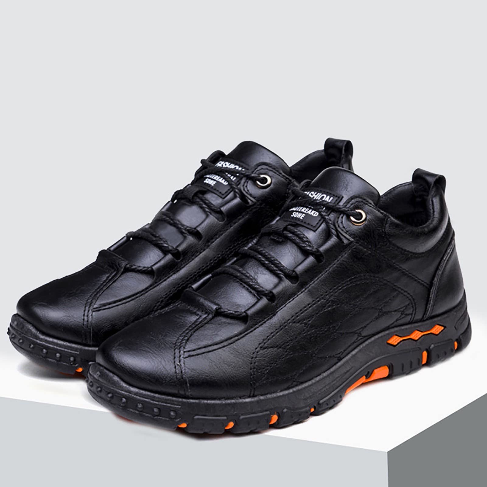 **Men's Leather Hiking Shoes - Non-Slip Lace-Up Trekking & Outdoor Shoes for Mountain, Camping, Trail Running & Biking - Durable Ankle Support for Adventure & Daily Use**