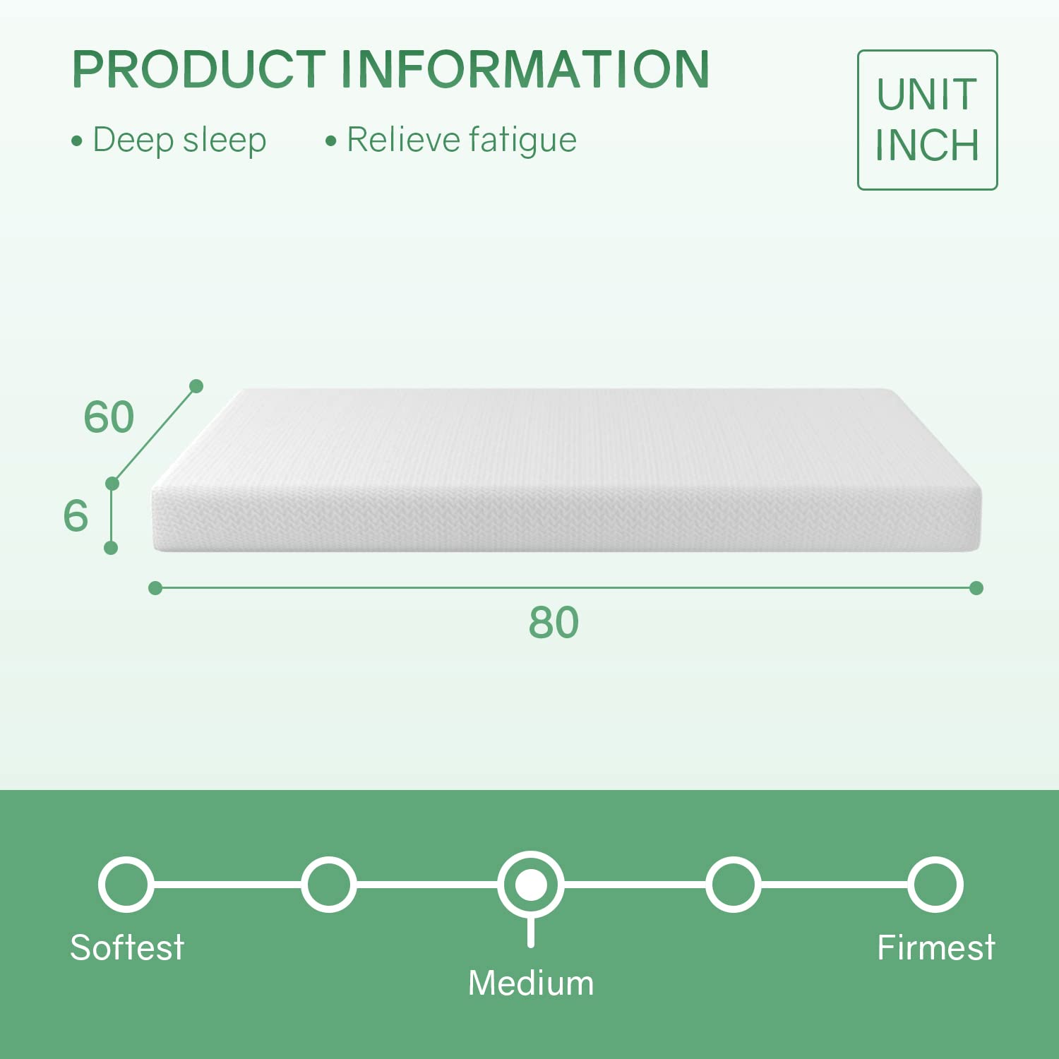 Queen Size Mattress - 6 Inch Fiberglass-Free Green Tea Cooling Gel Memory Foam Mattress in a Box | Medium-Firm Support for Pressure Relief & Temperature Regulation | CertiPUR-US Certified | Perfect for Hot Sleepers & Back Pain Relief | White