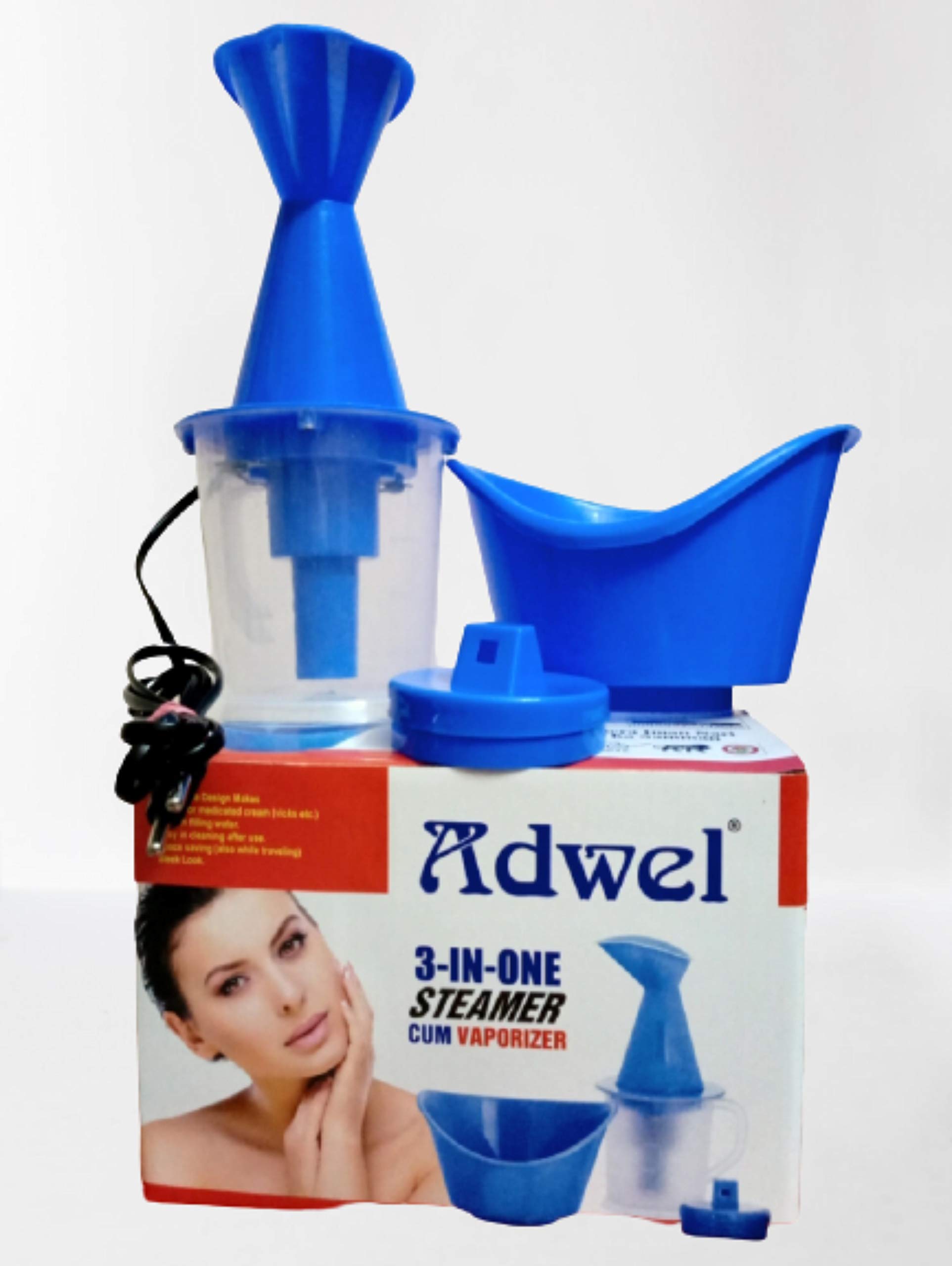 Adwel 3-in-1 Steam Inhaler & Vaporizer for Cough, Cold & Sinus Relief - Portable Personal Steamer for Home & Travel Use