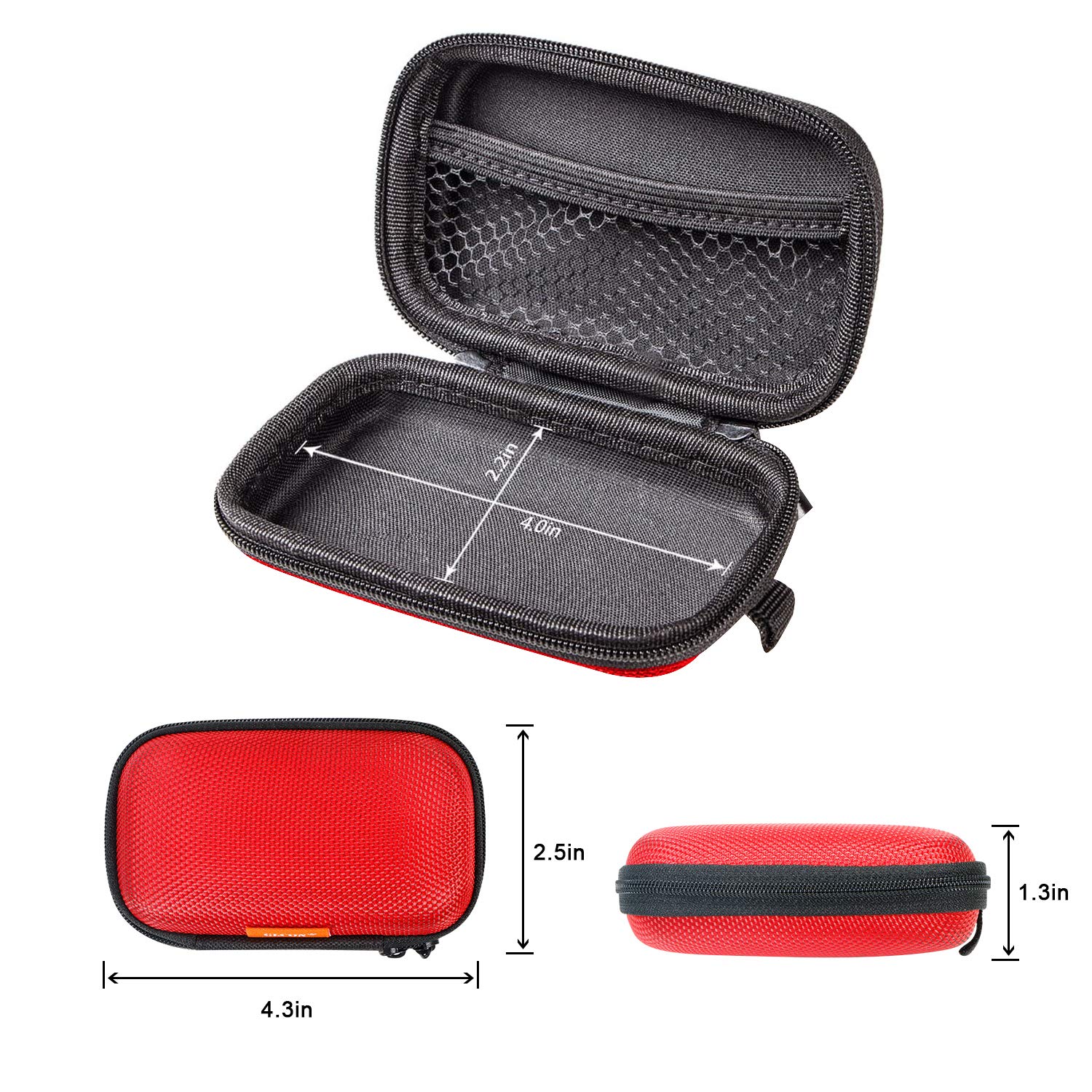 Red Rectangle Small EVA Case - Durable Hard Shell Zipper Pouch for AirPods, Earbuds, Headphones, Chargers & USB Cables | Portable Travel Organizer for Electronics & Small Accessories | Perfect for Commuting, Gym & Daily Use