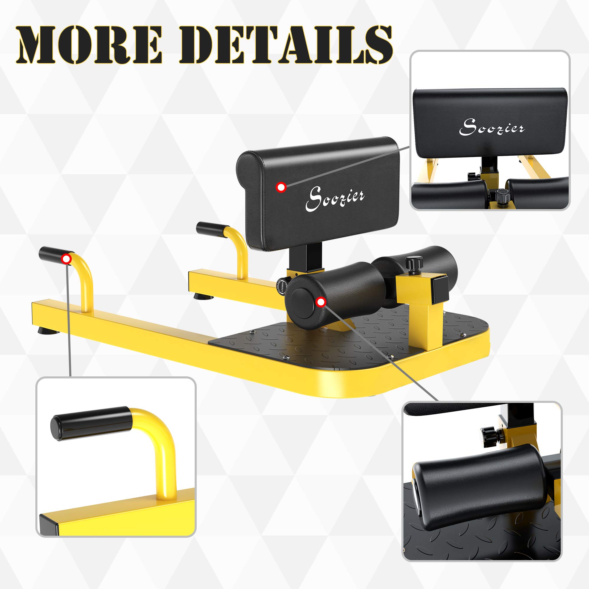 Soozier 3-in-1 Padded Push Up Bar, Sit Up Bench & Sissy Squat Machine - Home Gym Equipment for Full Body Workout | Perfect for Strength Training, Core Exercises & Leg Workouts at Home