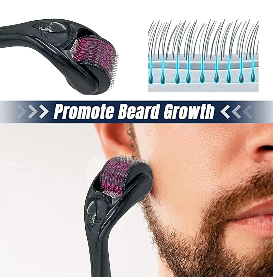 Groovs Derma Roller 540 Titanium Micro-Needles - 0.5mm Skin Care Roller for Hair Growth, Beard Growth, Anti-Aging & Acne Scar Removal | Face & Body Treatment | At-Home Microneedling Therapy (Pack of 1)