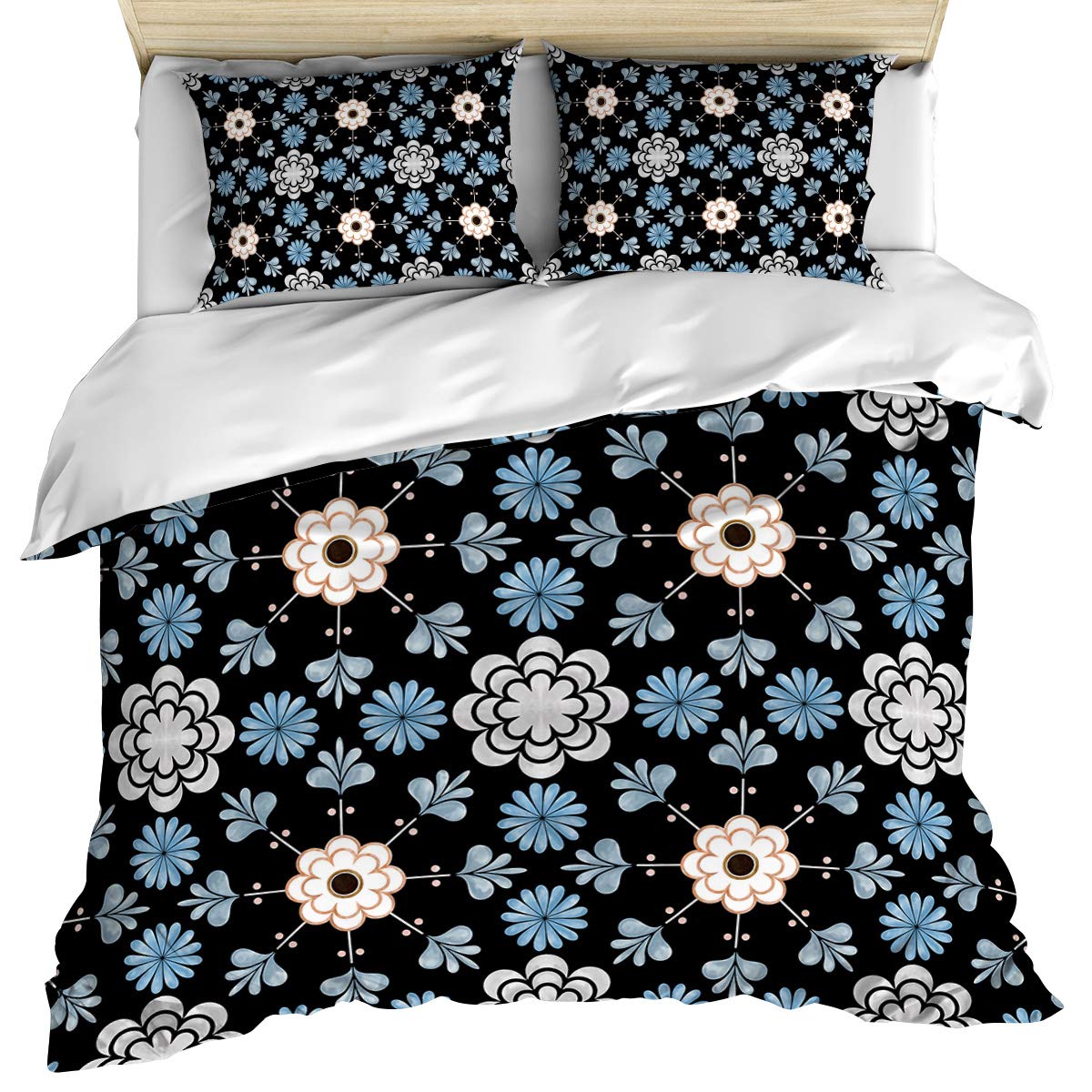 Vintage Floral Crystal Emotion 3-Piece Bedding Set - California King Size Duvet Cover + Pillow Shams, Ultra Soft Breathable Microfiber for All Seasons | Perfect for Easter Decor, Master Bedroom & Guest Room Comfort