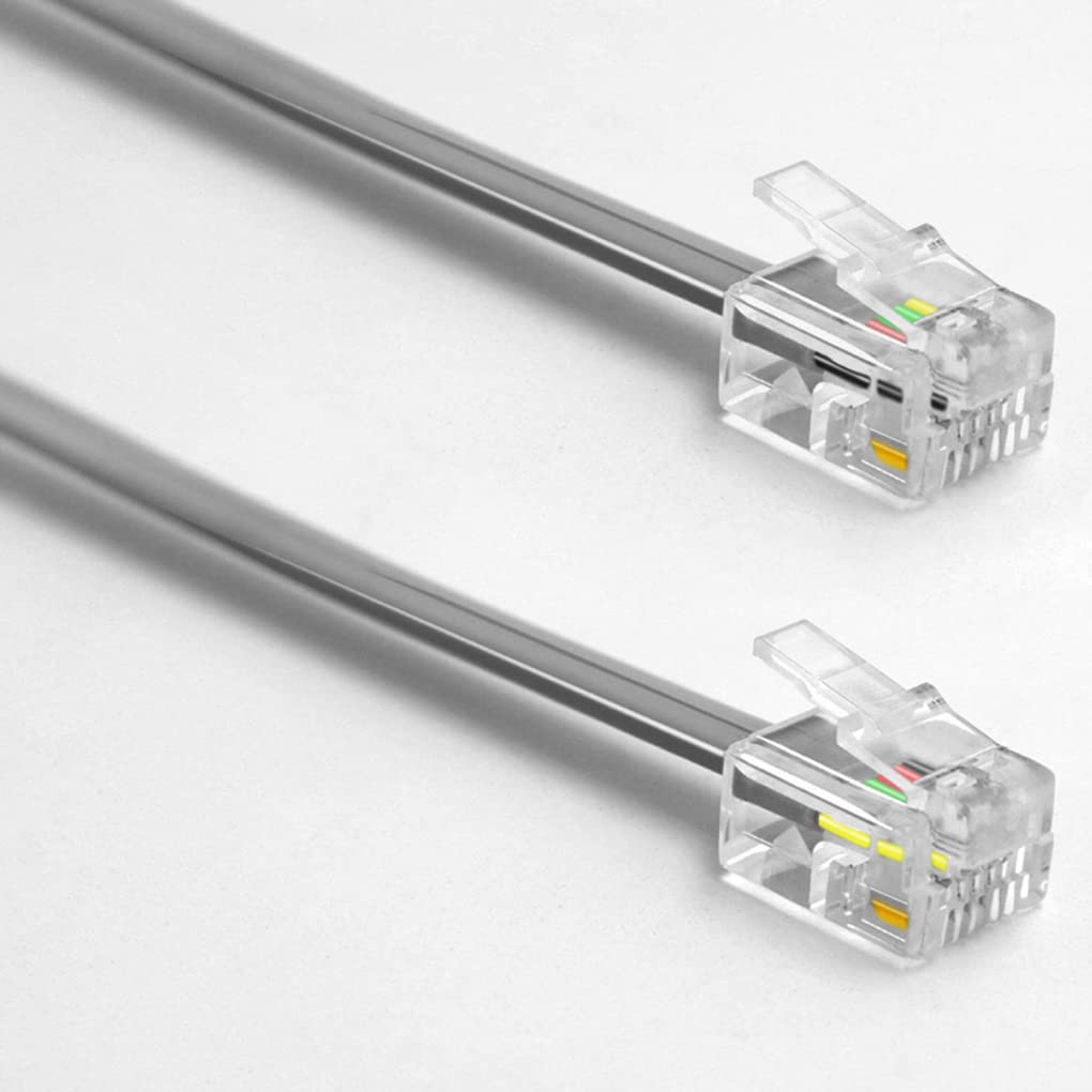 NECABLES 2-Pack 10ft Telephone Cable RJ11 6P4C Male to Male Cord for Landline Phones & Fax Machines - Long Reach for Home Office, Business, and Retro Phone Setups