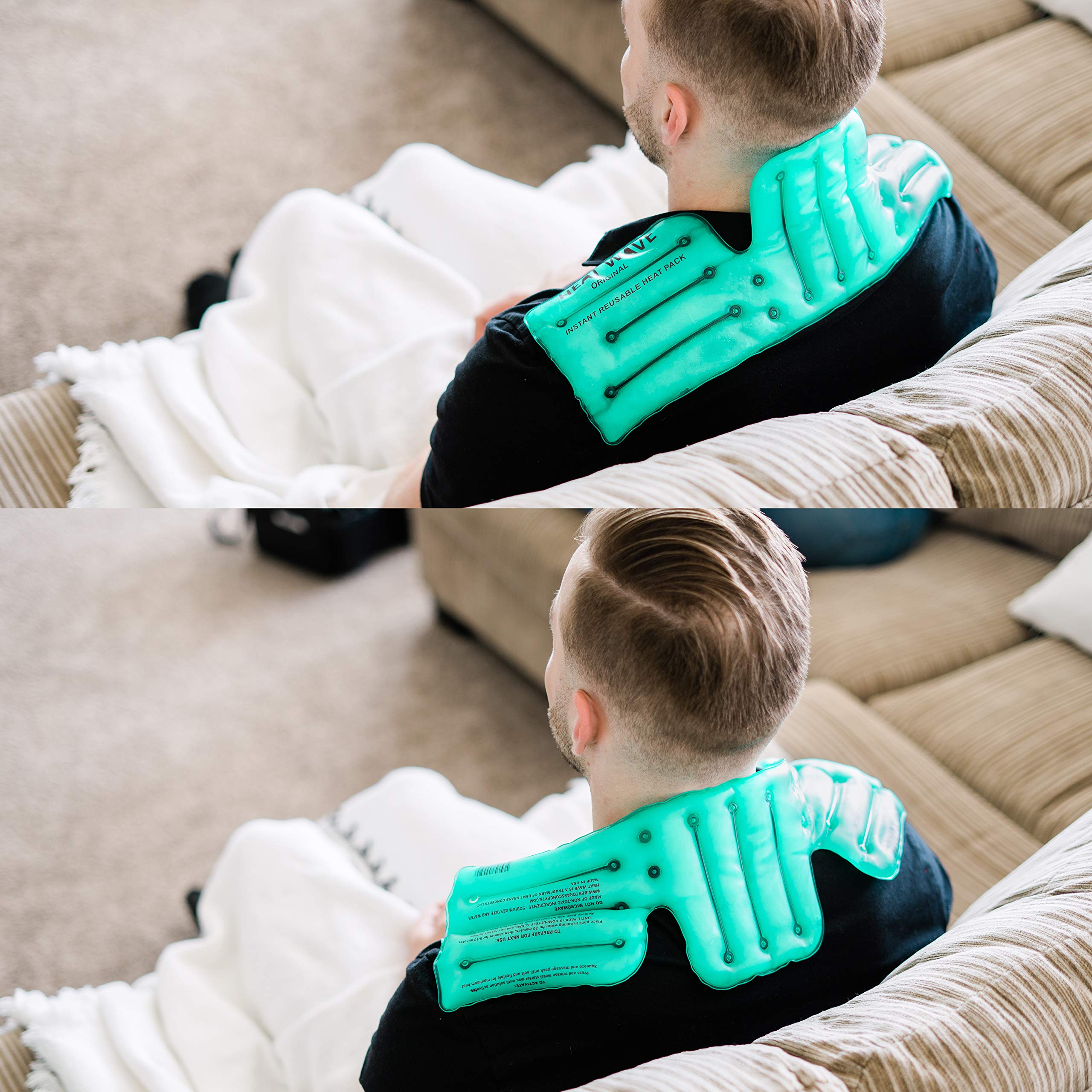 HEAT WAVE Instant Reusable Heat Packs (6 x 18”) - Back, Shoulder & Neck Pain Relief - Made in USA - Reusable Hot Therapy Pack for Muscle Aches & Joint Pain - Perfect for Work, Yoga & Cold Weather Comfort