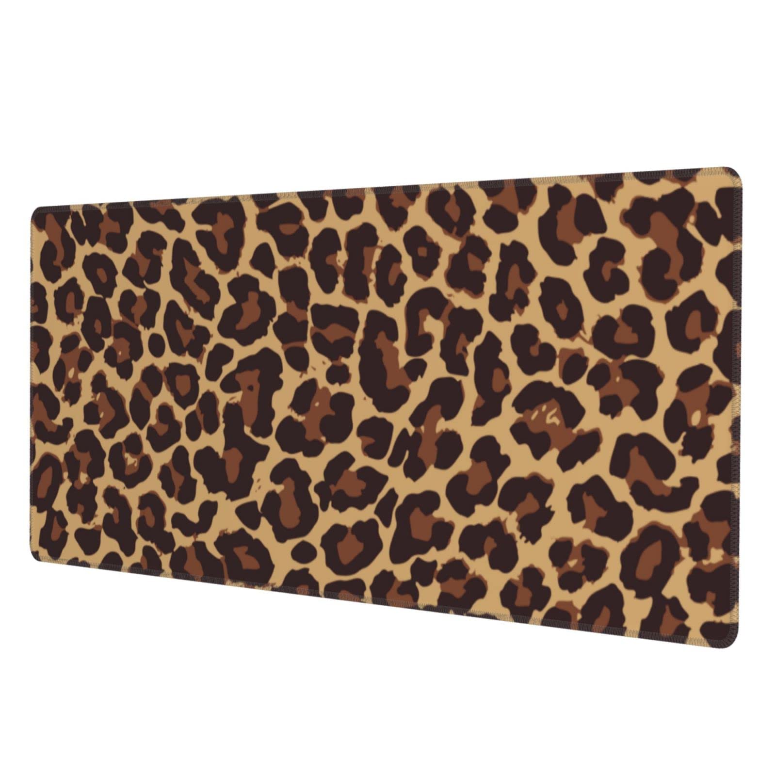 Leopard Print Gaming Mouse Pad - Non-Slip XL Large Mousepad with Stitched Edge & Rubber Base - Desk Mat for Laptop, PC, Computer - Perfect for Gaming, Office Work & Home Use