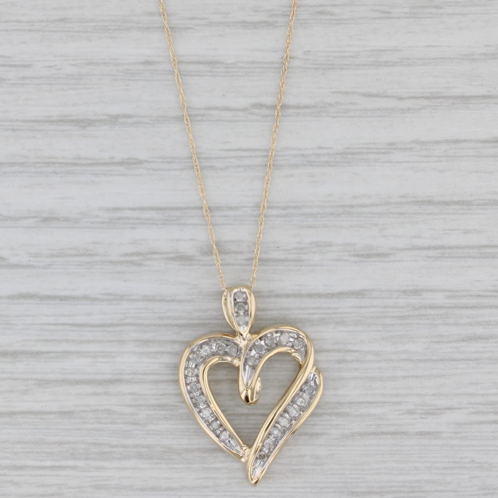 0.20ctw Diamond Heart Pendant Necklace - 10k Yellow Gold 19.5