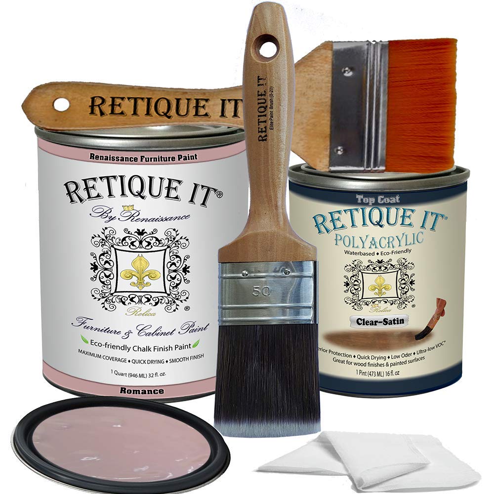 Retique It Chalk Furniture Paint by Renaissance DIY - 6 Piece Set (52 Romance, 32 Ounces) - Perfect for Furniture Restoration, Home Decor Projects & DIY Crafts