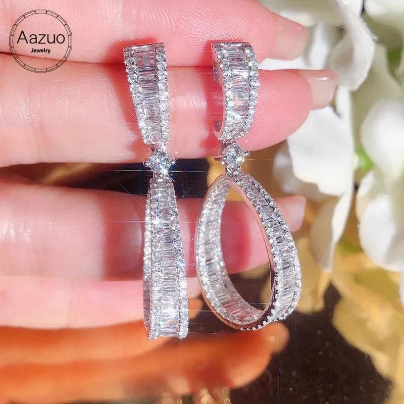 18K White Gold 3.0ct H SI Real Diamond Letter 8 Drop Earrings for Women | Fine Jewelry Gift for Engagement Party & Grand Banquet | Elegant Wedding, Anniversary & Special Occasion Accessories