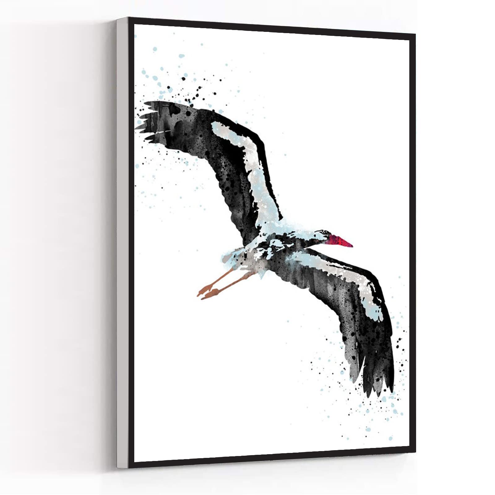 Stork Watercolor Print - Framed Modern Canvas Wall Art (8x12 Inch) for Living Room, Bedroom & Office Decor | Bird & Nature Inspired Home Decor