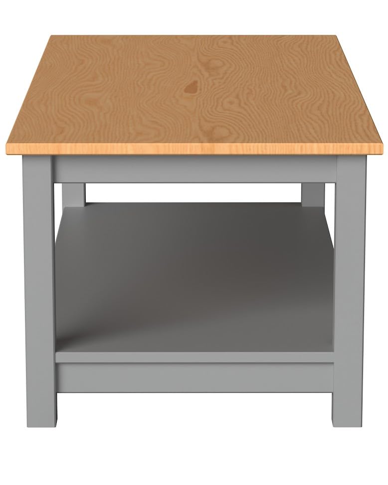 Solid Wood Coffee Table - Gray Pine Wood Living Room Table for Home Decor, Farmhouse Style, Sofa Side Table, Rustic Furniture for Cozy Spaces