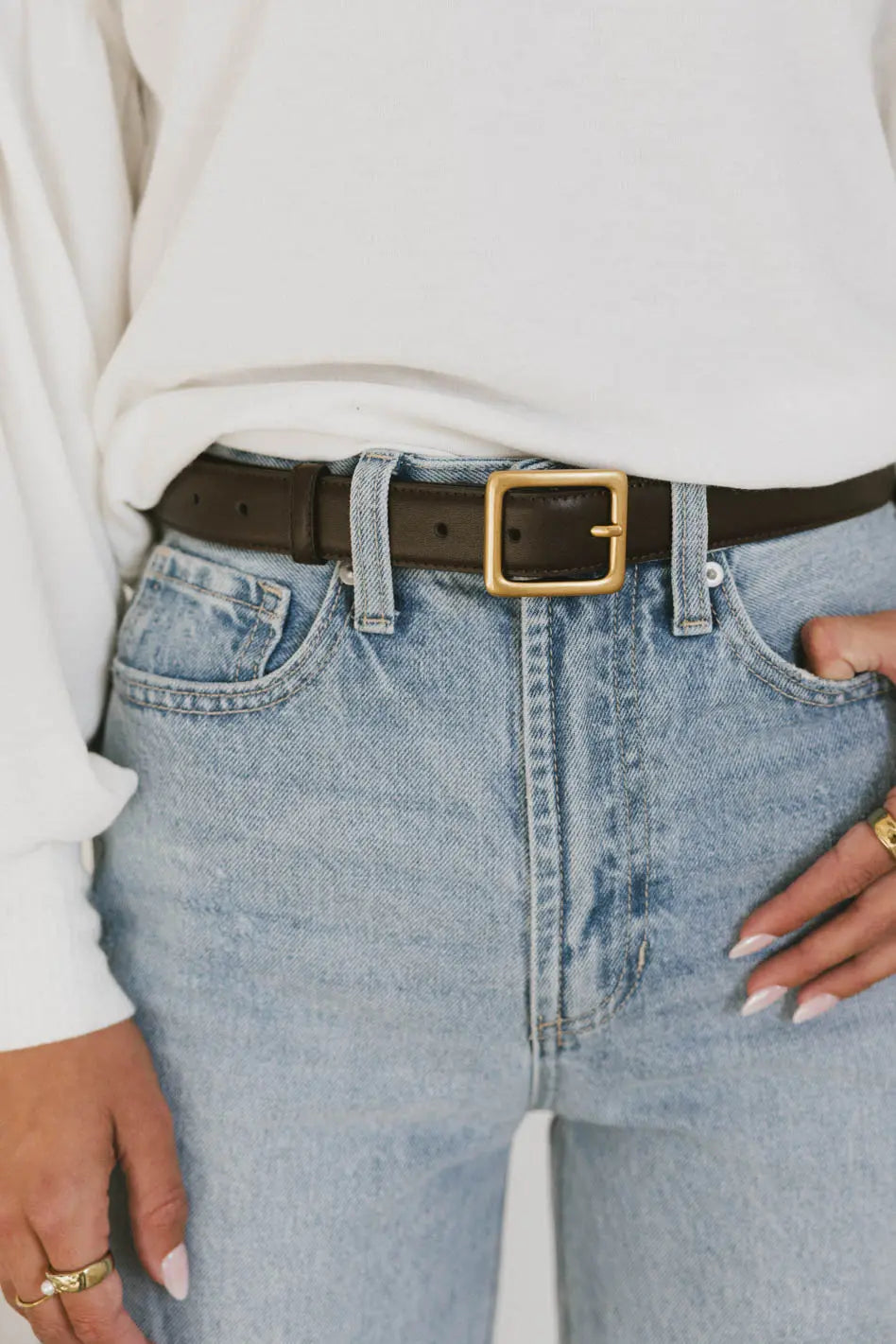 Premium Genuine Leather Belt for Men - Classic Brown Dress Belt with Stainless Steel Buckle - Perfect for Office, Casual & Formal Wear