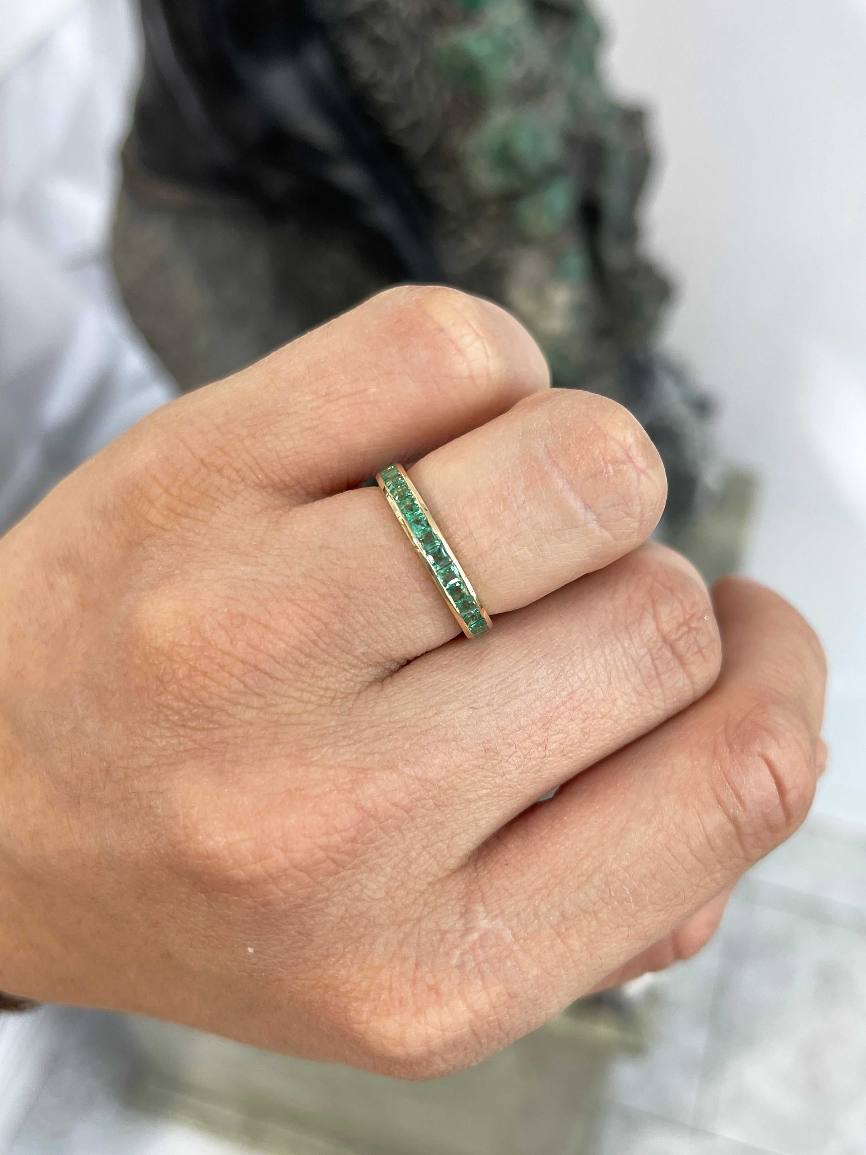 1.44tcw Princess Cut Emerald Channel Set Eternity Band Ring - 14K White Gold Size 7 - Elegant Wedding Band, Anniversary Gift for Her, Perfect for Bridal Jewelry & Special Occasions