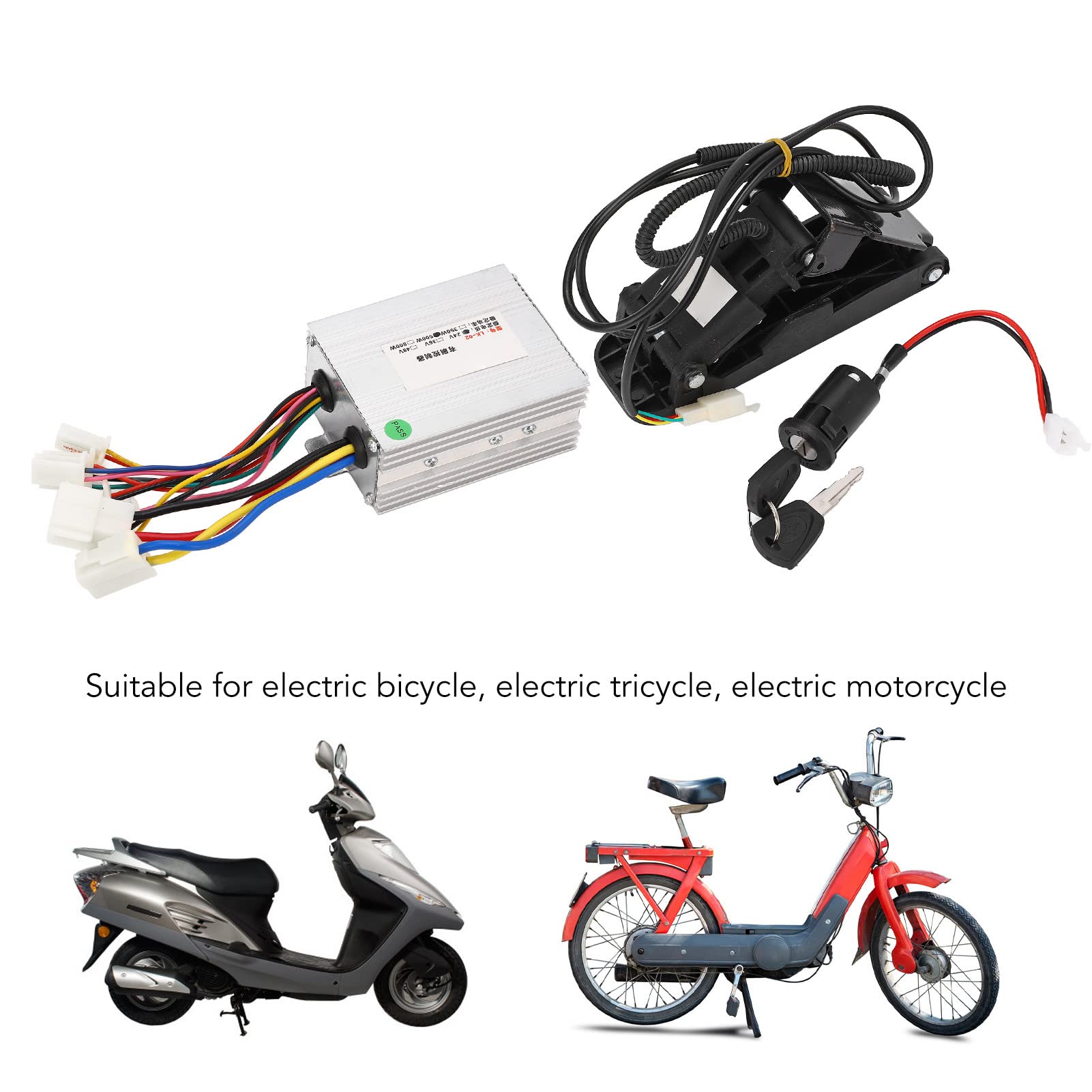 24V 500W Electric Bike Throttle Pedal Controller Kit with Lock Keys - Speed Control for E-Bike & Scooter - Perfect for Commuting, Off-Road & Urban Riding