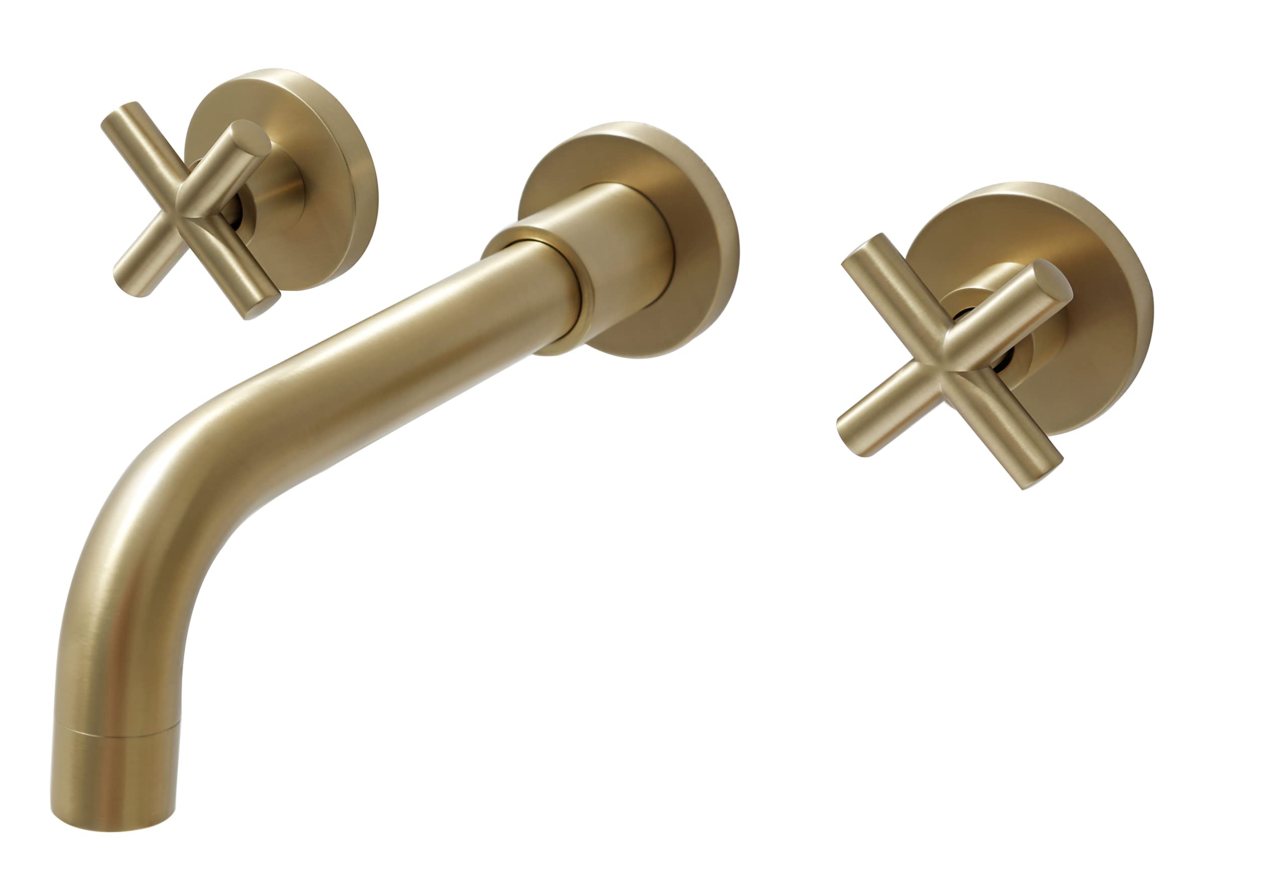 Stylish SITGES Gold Wall Mount Bathroom Faucet - Double Handle Bathroom Sink Faucet with Rough-in Valve - Vintage Gold Finish for Modern & Classic Bathrooms - Perfect for Home Renovation & Hotel Upgrades