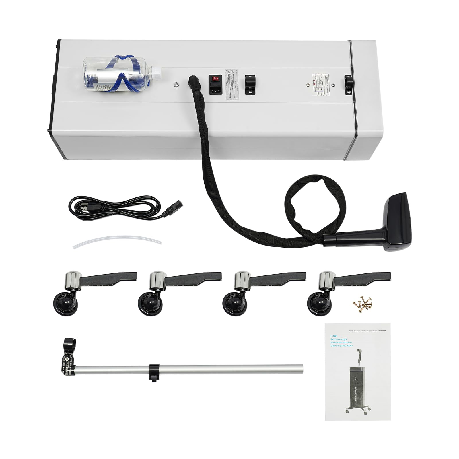 Professional Nano Hair Steamer for Salon & Home Use - 3-in-1 Deep Conditioning Hair Repair System with Digital Touch Panel, Rolling Base & Stand - Perfect for Hair Coloring, SPA Treatments & Damaged Hair Care