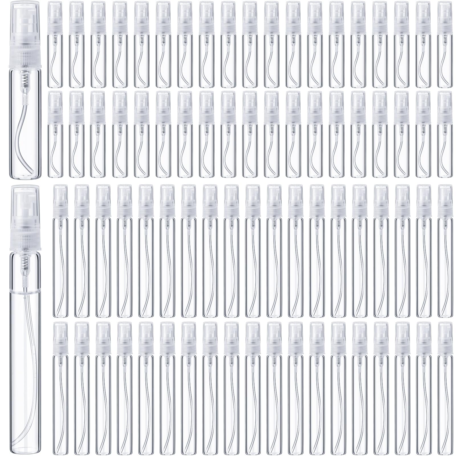 Tanlade 300 Pcs Mini Spray Bottles - 5ml & 10ml Clear Refillable Glass Perfume Bottles for Travel, Fragrance Samples & Essential Oils | Portable Atomizer, Pocket-Sized Dispenser for Perfume, Cologne & Aromatherapy