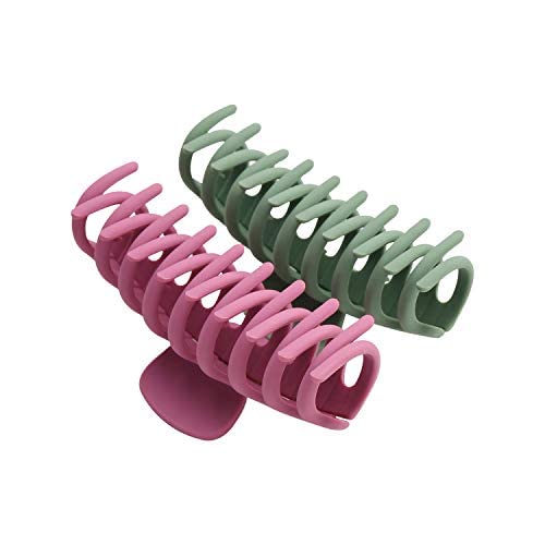 Trendy Anti-Slip Strong Grip Plastic Hair Claw Clips for Women & Girls - 2 Pack Fashion Hair Accessories for Ponytails, Buns & Everyday Styling