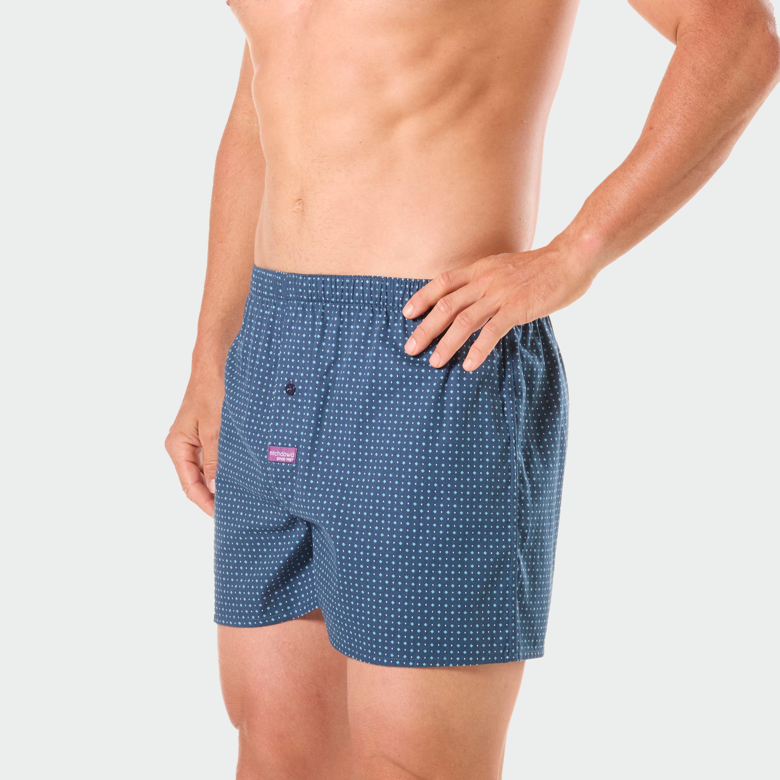 Men's Fun Cotton Boxer Shorts 5-Pack - Soft Breathable Underwear for Daily Comfort & Lounge Wear - Blue