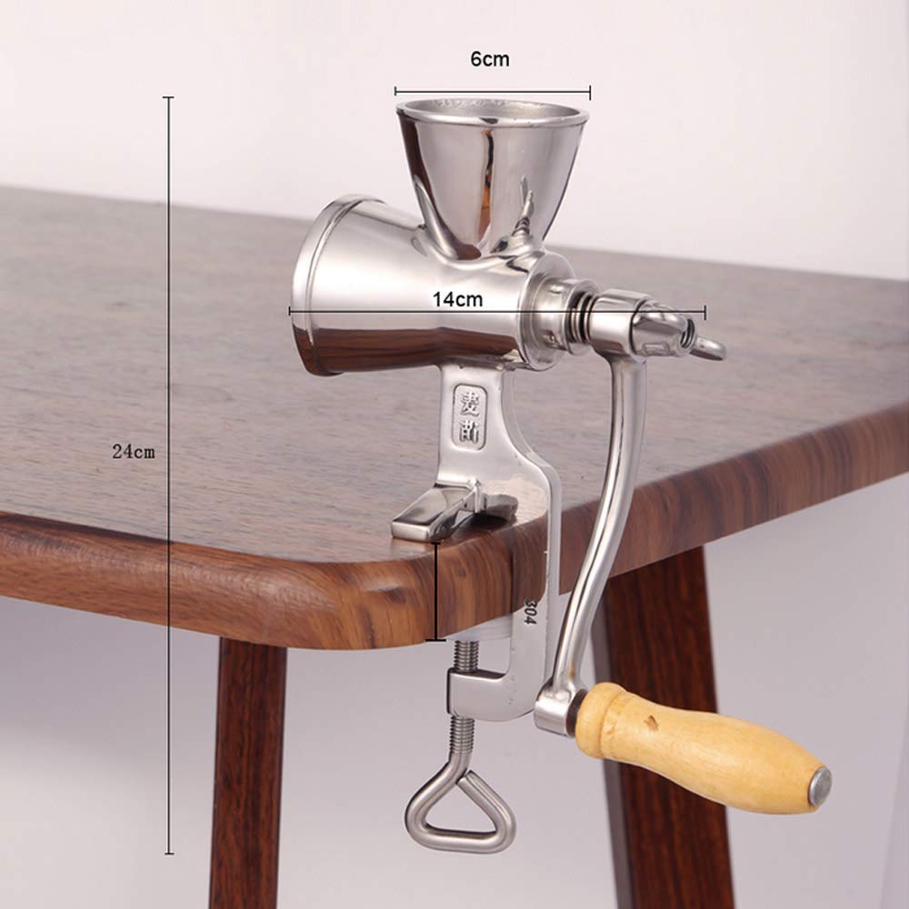 Premium 304 Stainless Steel Manual Grain Grinder - Hand Crank Mill for Corn, Wheat, Nuts & Spices | Perfect for Home Baking, Camping & Emergency Food Prep