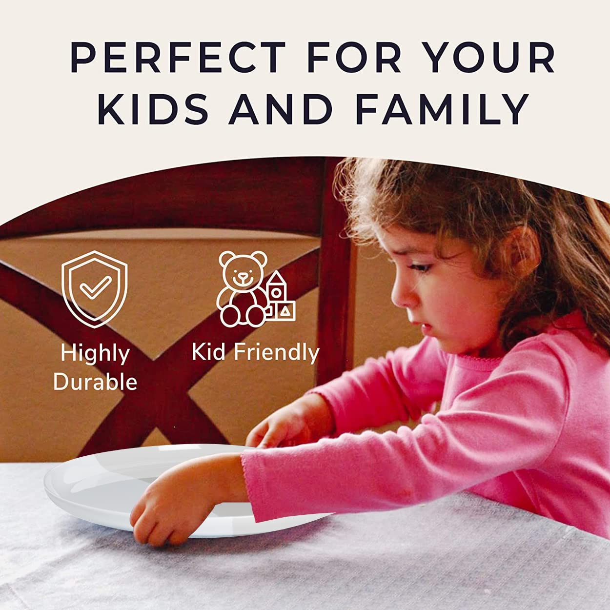4-Piece Melamine Salad & Dessert Plates Set - Chip & Break-Resistant, Durable & Dishwasher Safe - Silver Gray Dinnerware for Kids, Indoor & Outdoor Dining, Picnics, BBQs, and Parties