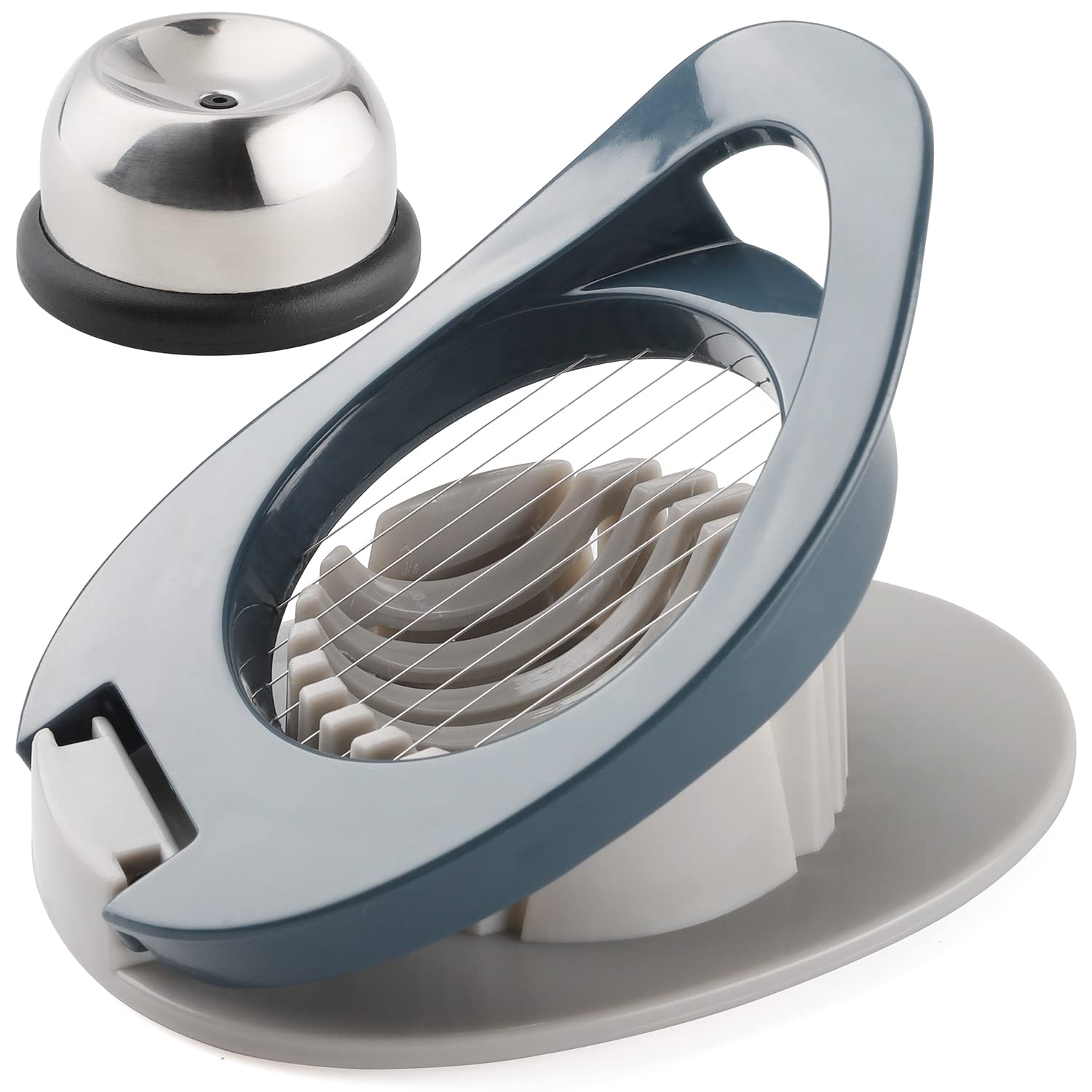Stainless Steel Egg Slicer for Hard Boiled Eggs - Kitchen Gadget with Egg Piercer Hole - Perfect for Salads, Sandwiches & Meal Prep (Blue)