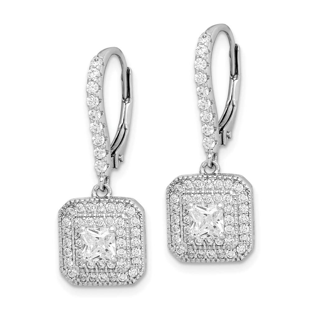 925 Sterling Silver Cubic Zirconia Leverback Dangle Earrings for Women | Elegant Fine Jewelry Gift for Her | Perfect for Weddings, Parties & Special Occasions