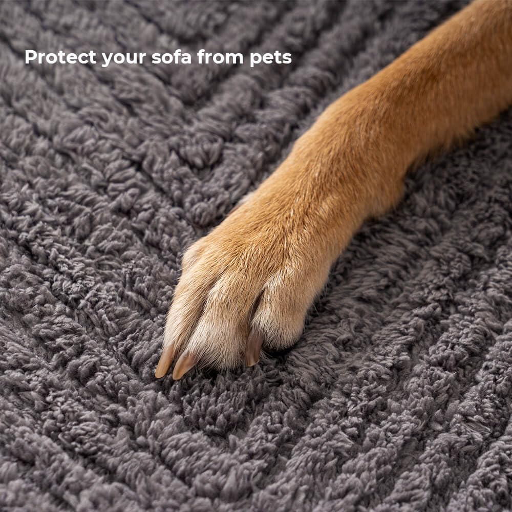 Washable Plush Pet Sofa Cover for Dogs & Cats - Non-Slip Herringbone Couch Protector 35.4