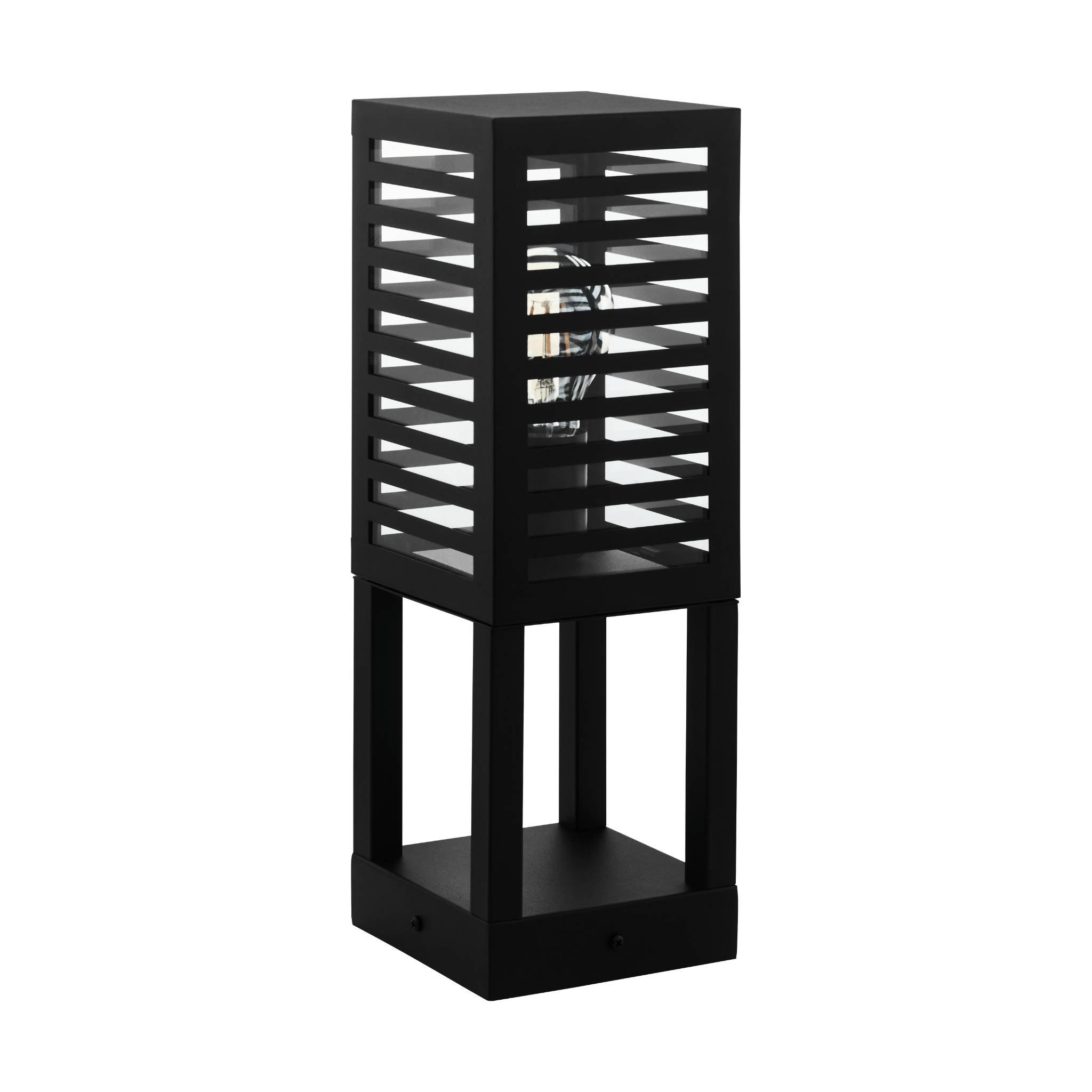 Eglo Alamonte 3 IP44 Black Cuboid Pedestal Light - Modern Outdoor Wall Lighting for Patio, Garden, and Pathway Illumination