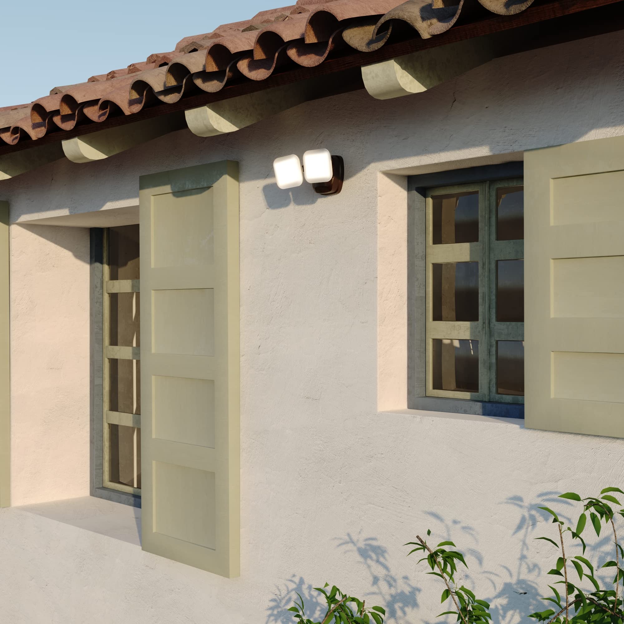VAXCEL Theta 2 Light LED Outdoor Security Flood Light with Dusk to Dawn Sensor - Bronze Finish - Perfect for Driveway, Garage, and Backyard Lighting