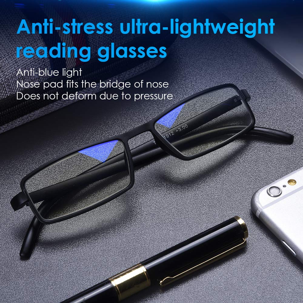 Blue Light Blocking Reading Glasses 4 Pack - HD Computer Glasses for Women & Men with Spring Hinge (2.0X Magnification) | Perfect for Office Work, Screen Time & Reading