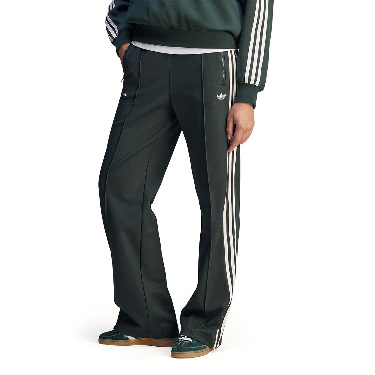 Sporty & Rich Forest Green Track Pants for Women - Comfortable High-Waisted Joggers for Running, Gym & Casual Wear
