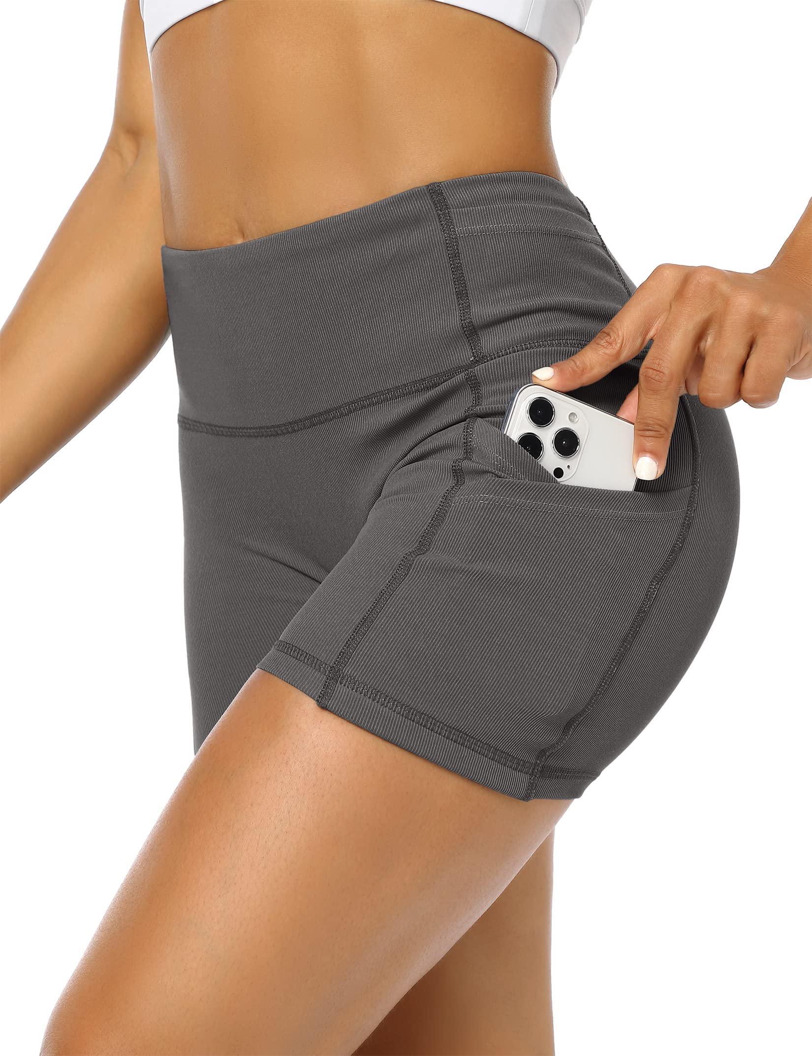 KOJOOIN High Waist Workout Shorts for Women - Breathable Biker Shorts with Pockets for Gym, Running & Yoga | Athletic Compression Shorts for Cycling & Active Wear