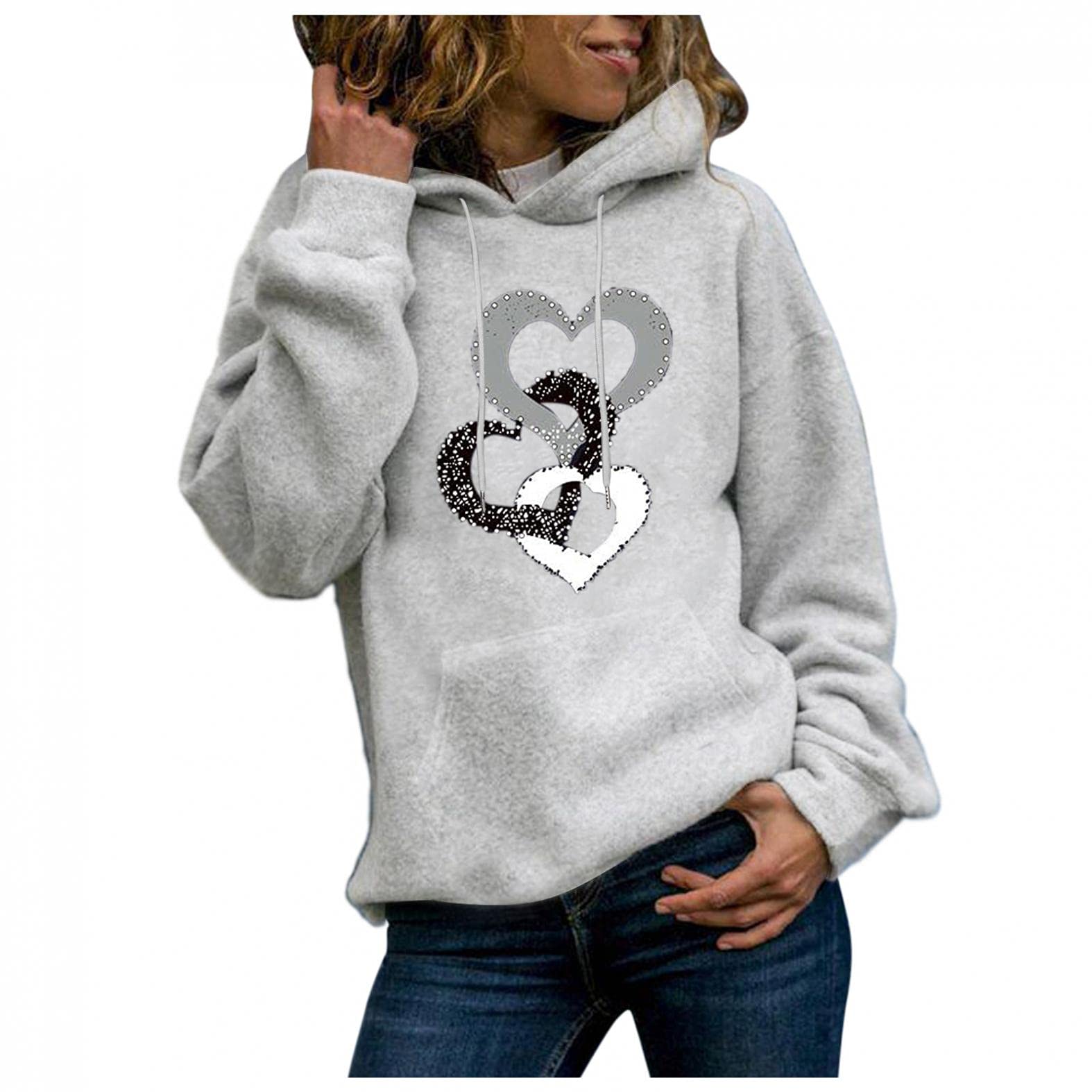 ONHUON Women's Fashion Graphic Printed Hoodie - Long Sleeve Casual Pullover Sweatshirt, Loose Fit Hooded Top for Streetwear & Lounge Wear | Perfect for Everyday Outfits, Gym, and Relaxing at Home