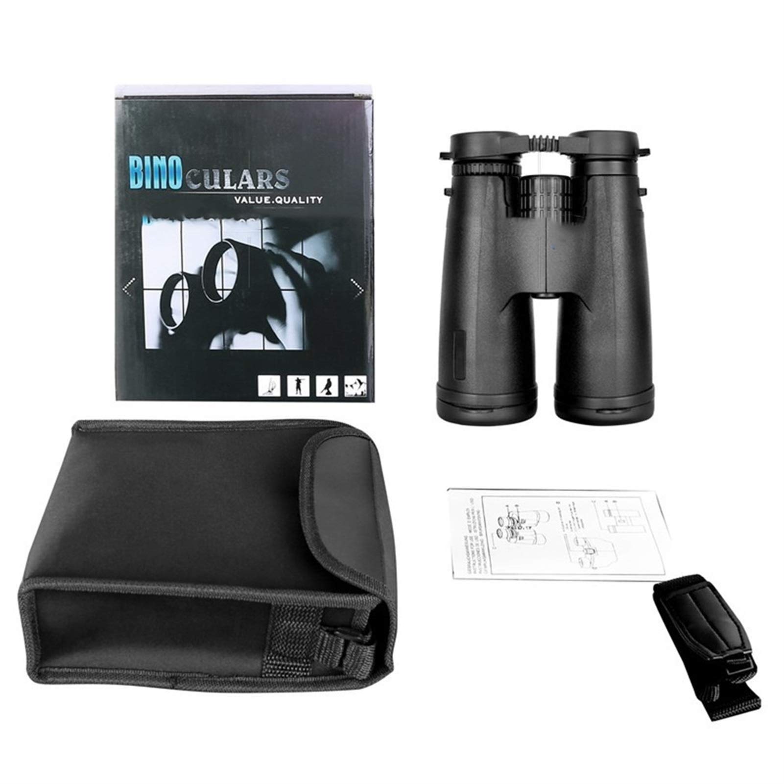 JIEZM 12X50 Compact Waterproof Folding Binoculars for Adults & Kids - High Power Travel Telescope for Bird Watching, Hiking, Camping, Concerts & Outdoor Adventures