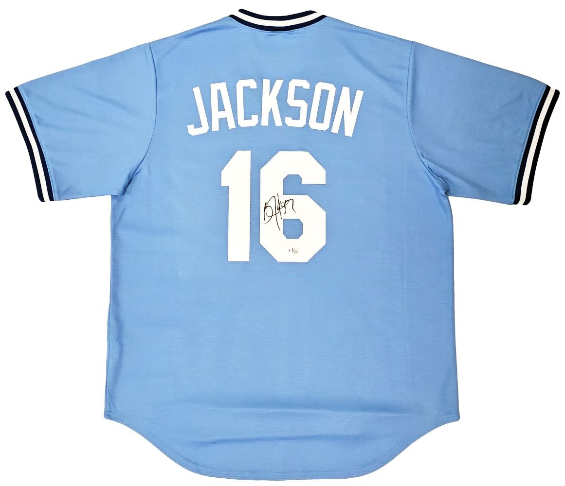 Bo Jackson Autographed Kansas City Royals Light Blue Nike Cooperstown Collection Baseball Jersey - Authentic Signed Memorabilia for Sports Fans & Collectors - Perfect for Display, Gifts, and Game Day